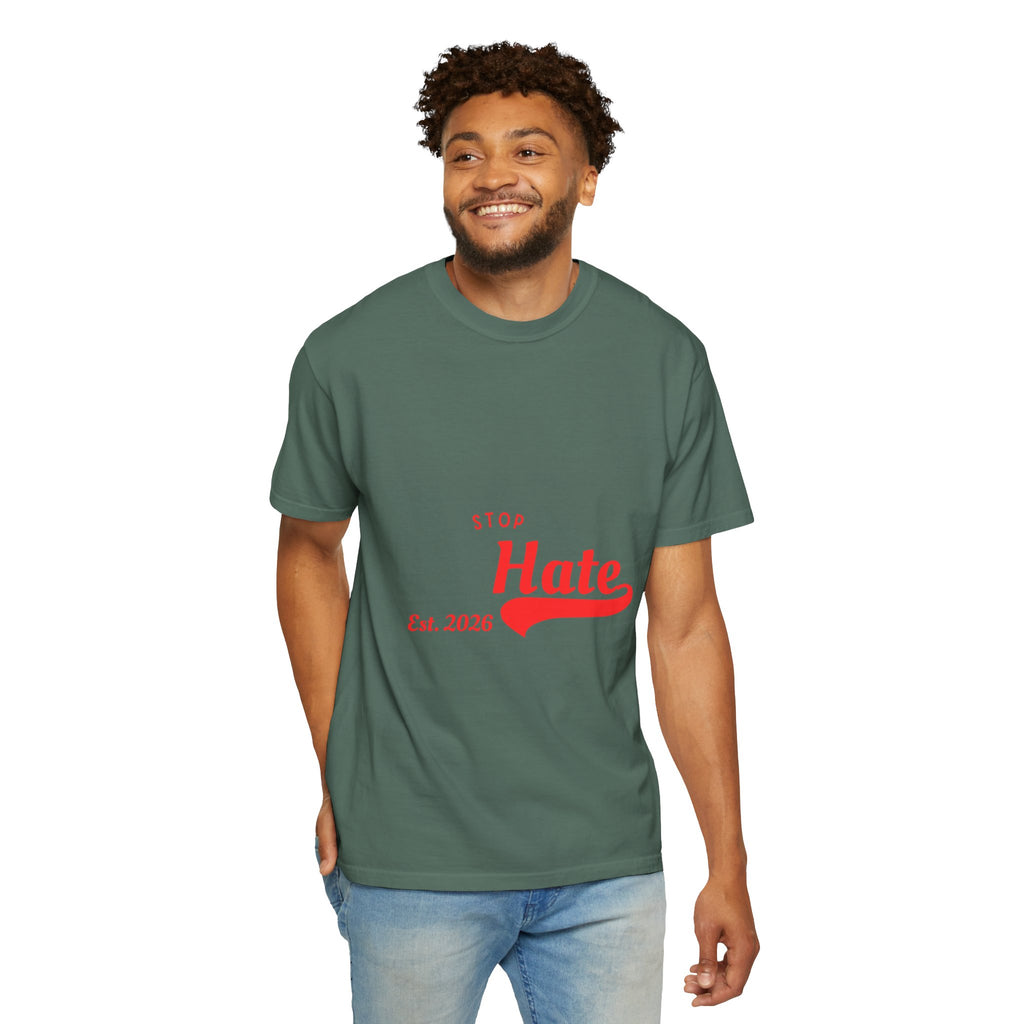Stop Hate T-Shirt — Retro Script 'Est. 2026' Anti-Hate Graphic Tee