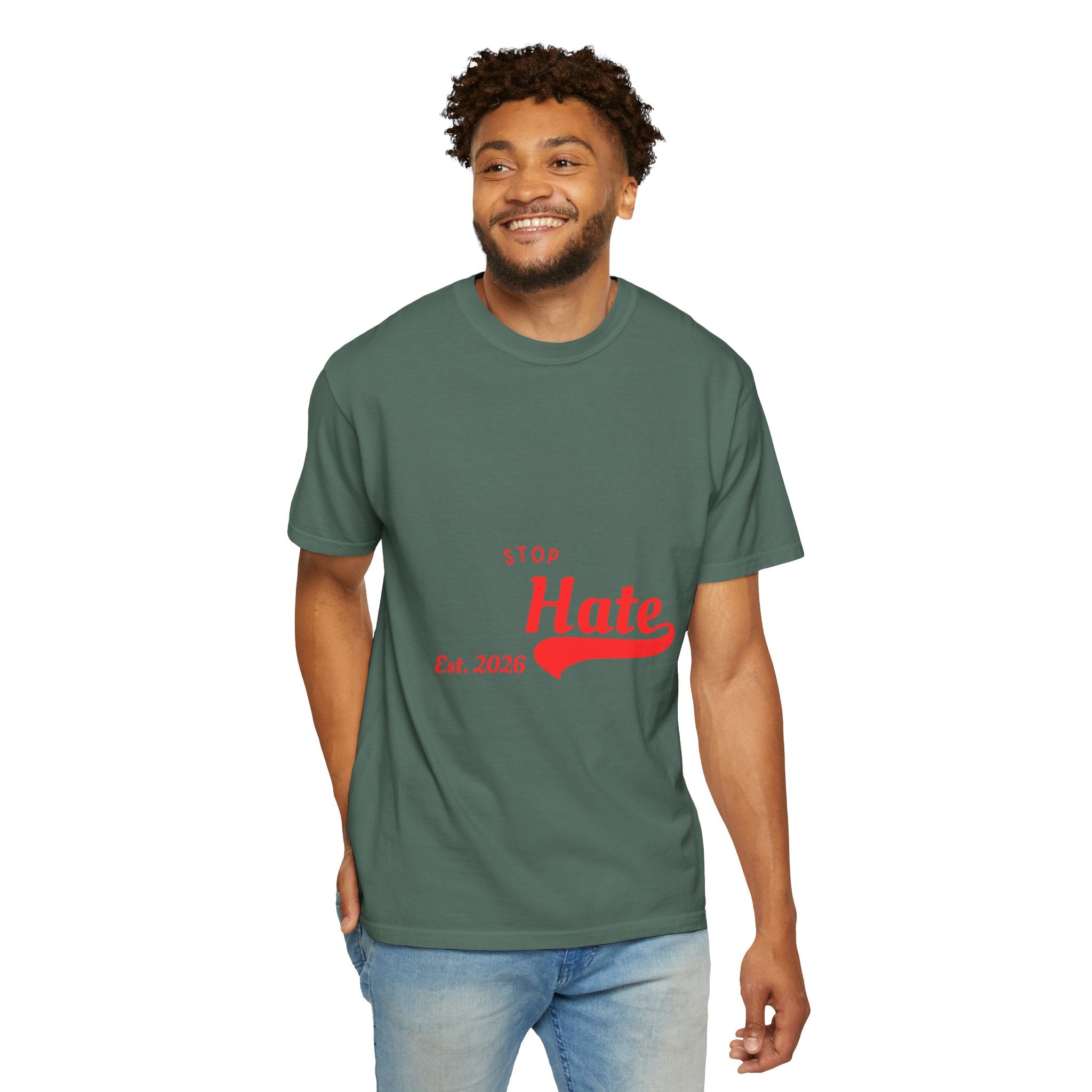 Stop Hate T-Shirt — Retro Script 'Est. 2026' Anti-Hate Graphic Tee