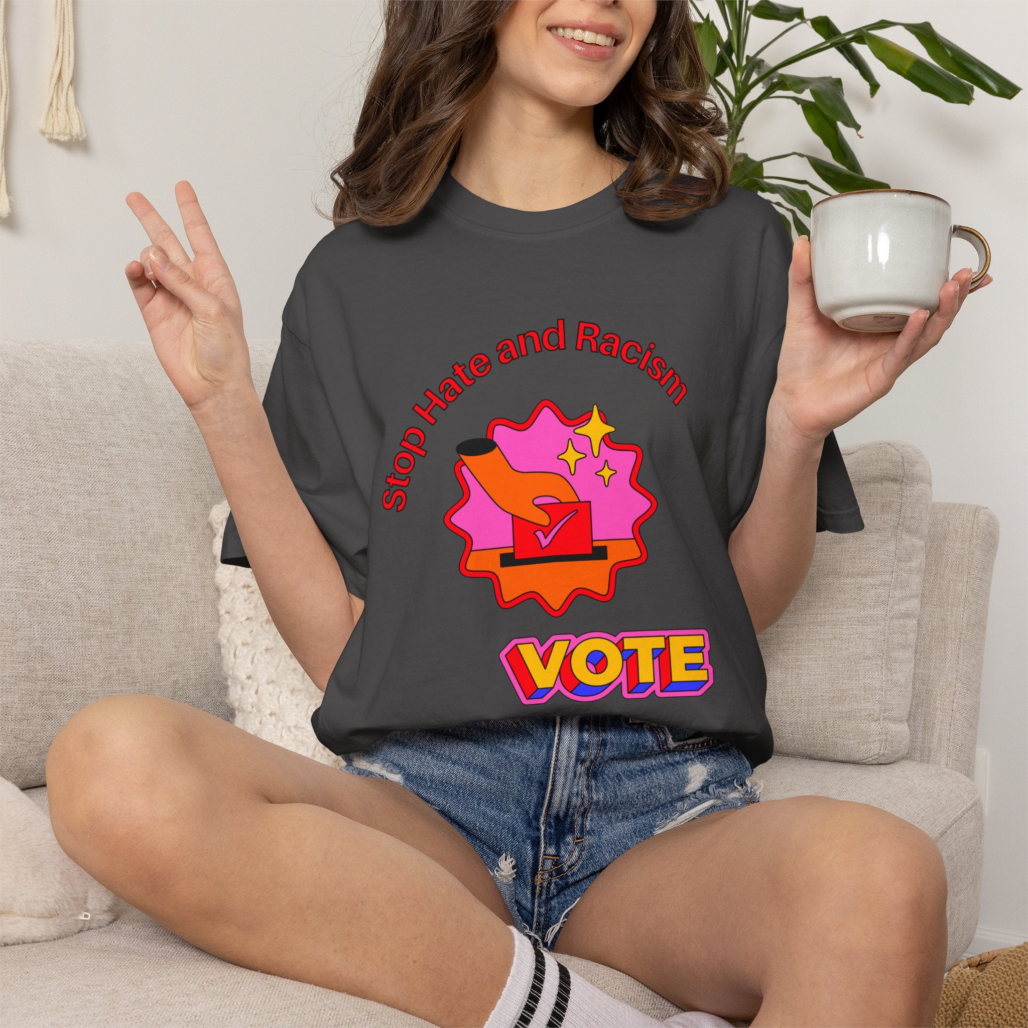 Vote: Stop Hate and Racism Graphic T-Shirt