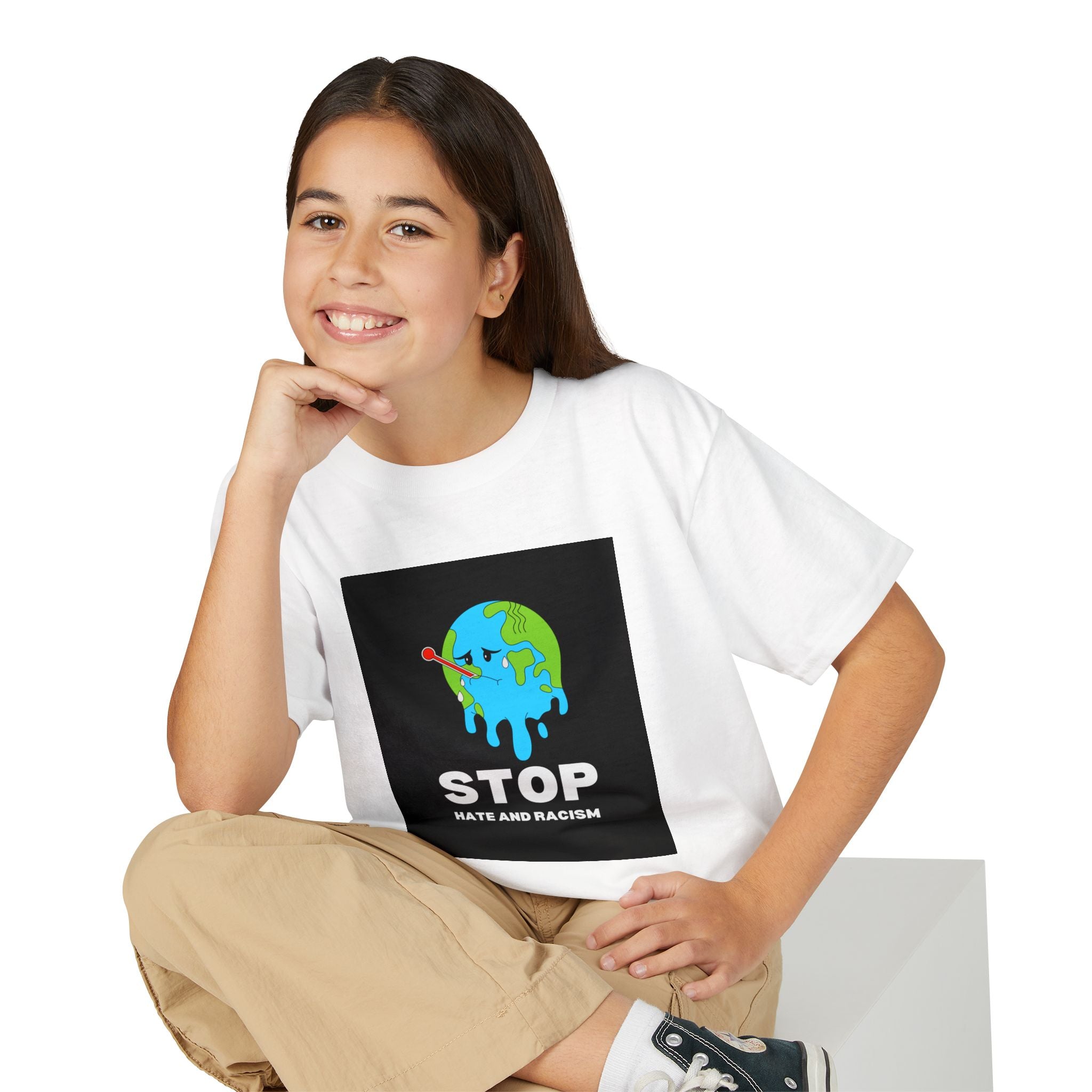 Youth T-Shirt — "STOP Hate and Racism" Earth Graphic Anti-Racism Tee