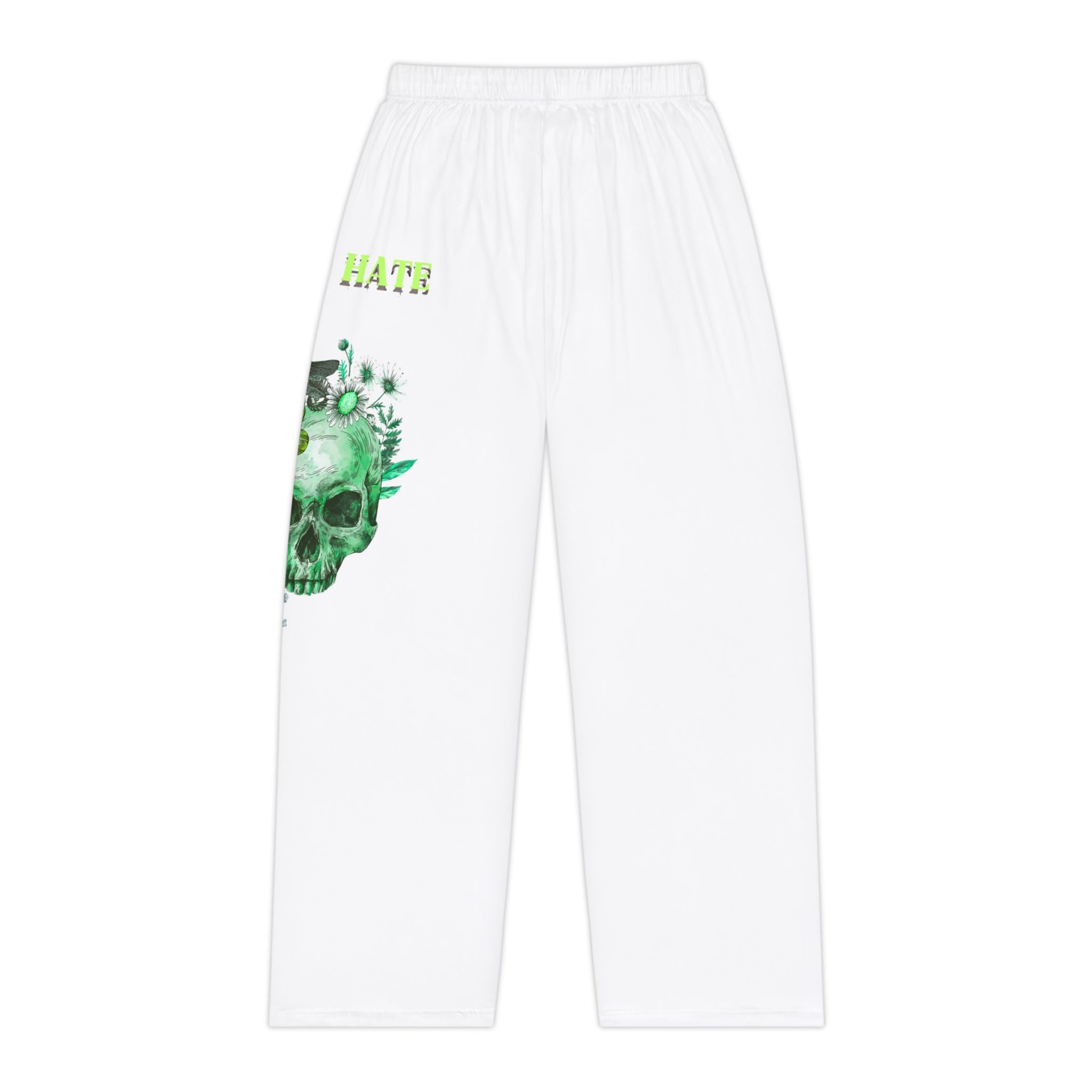 Women's Pajama Pants – Green Floral Skull Sleep Lounge Pants