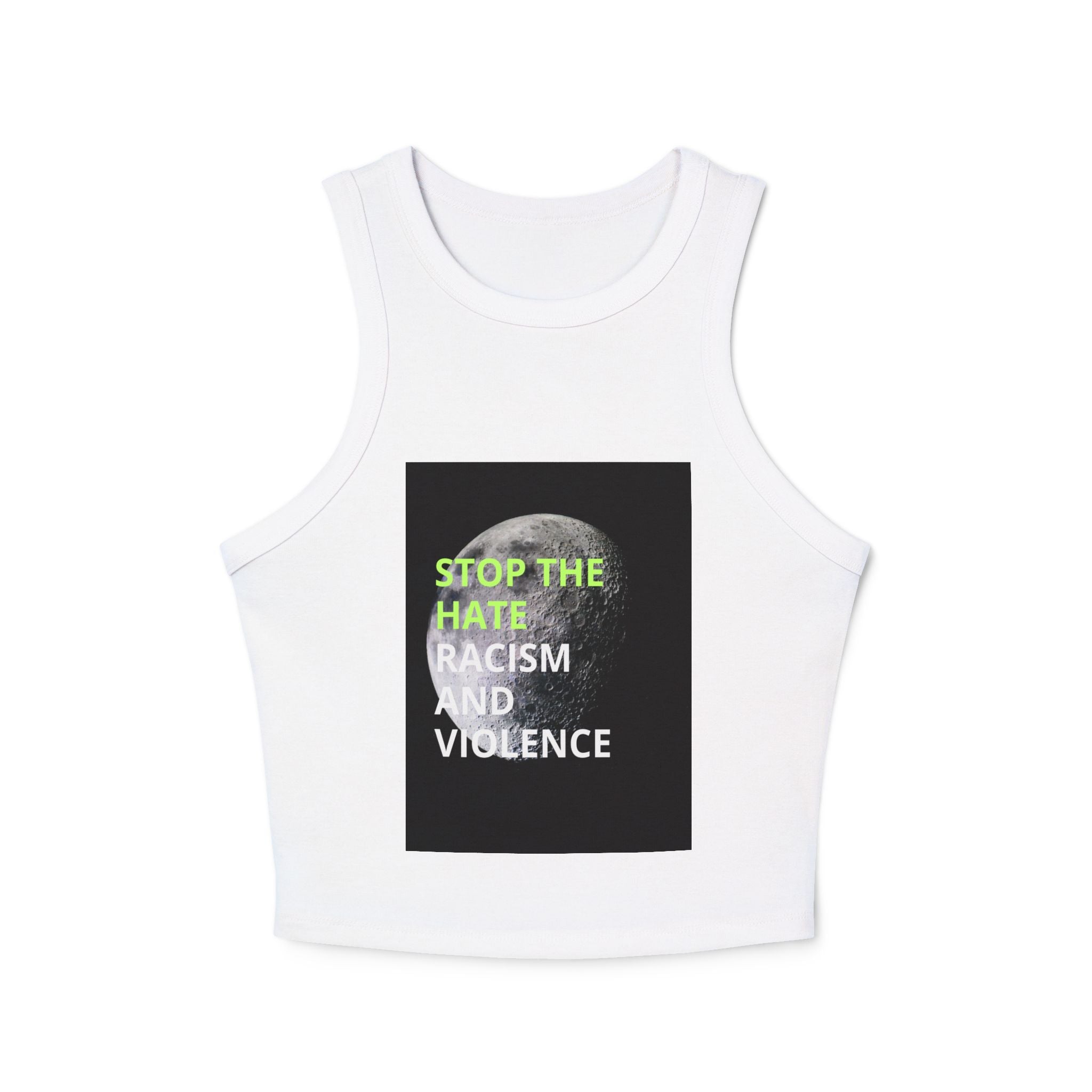 Stop the Hate Racer Tank Top — Anti-Racism Graphic Crop Tank