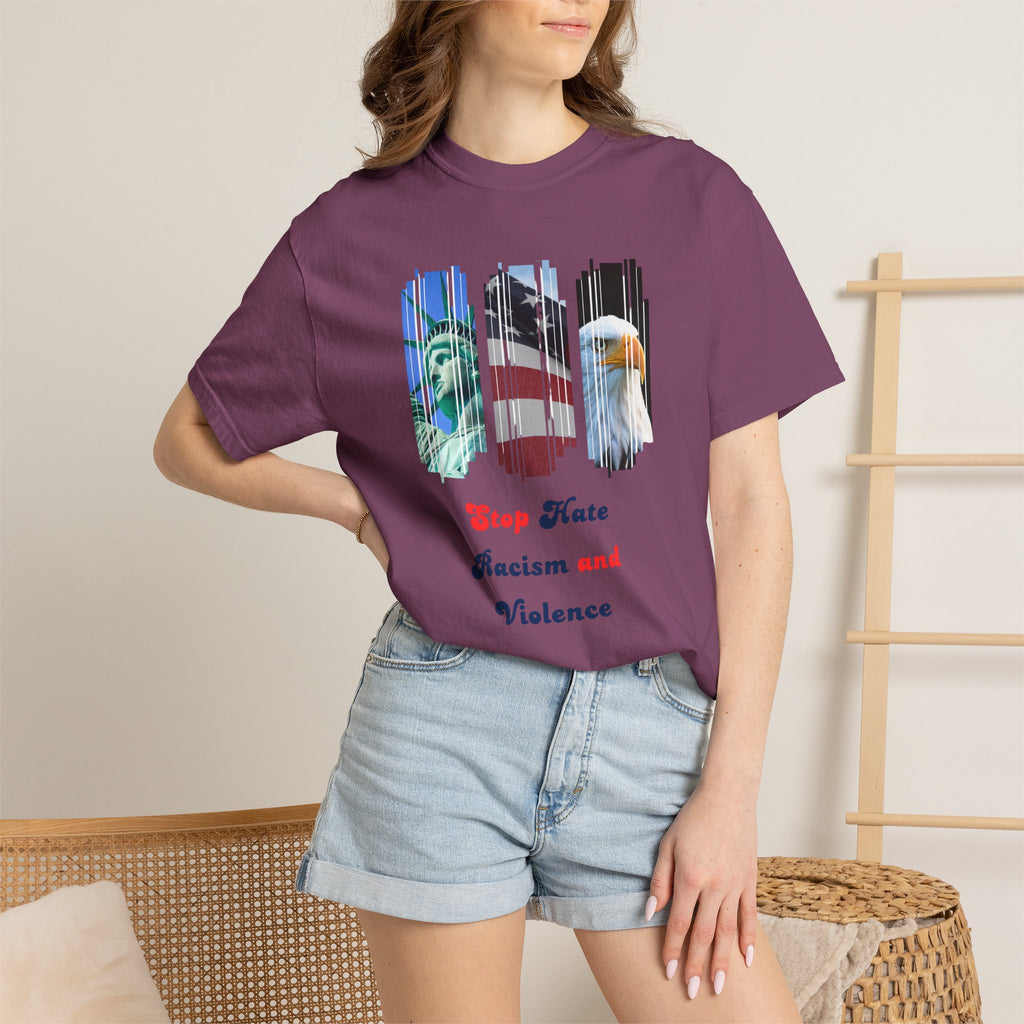 Patriotic 'Stop Hate Racism and Violence' T-Shirt