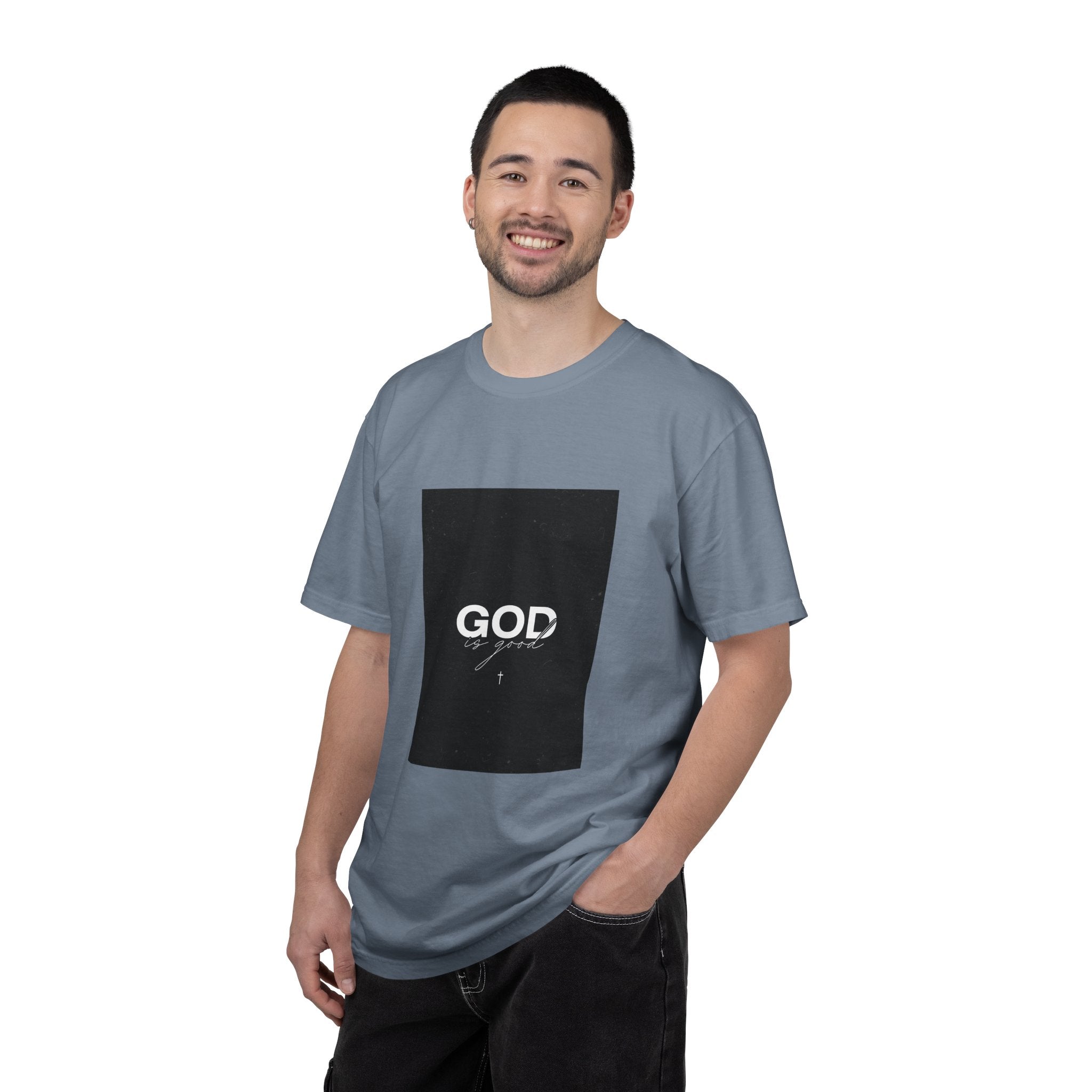God Typography T-Shirt — Minimal Black Square Graphic Tee