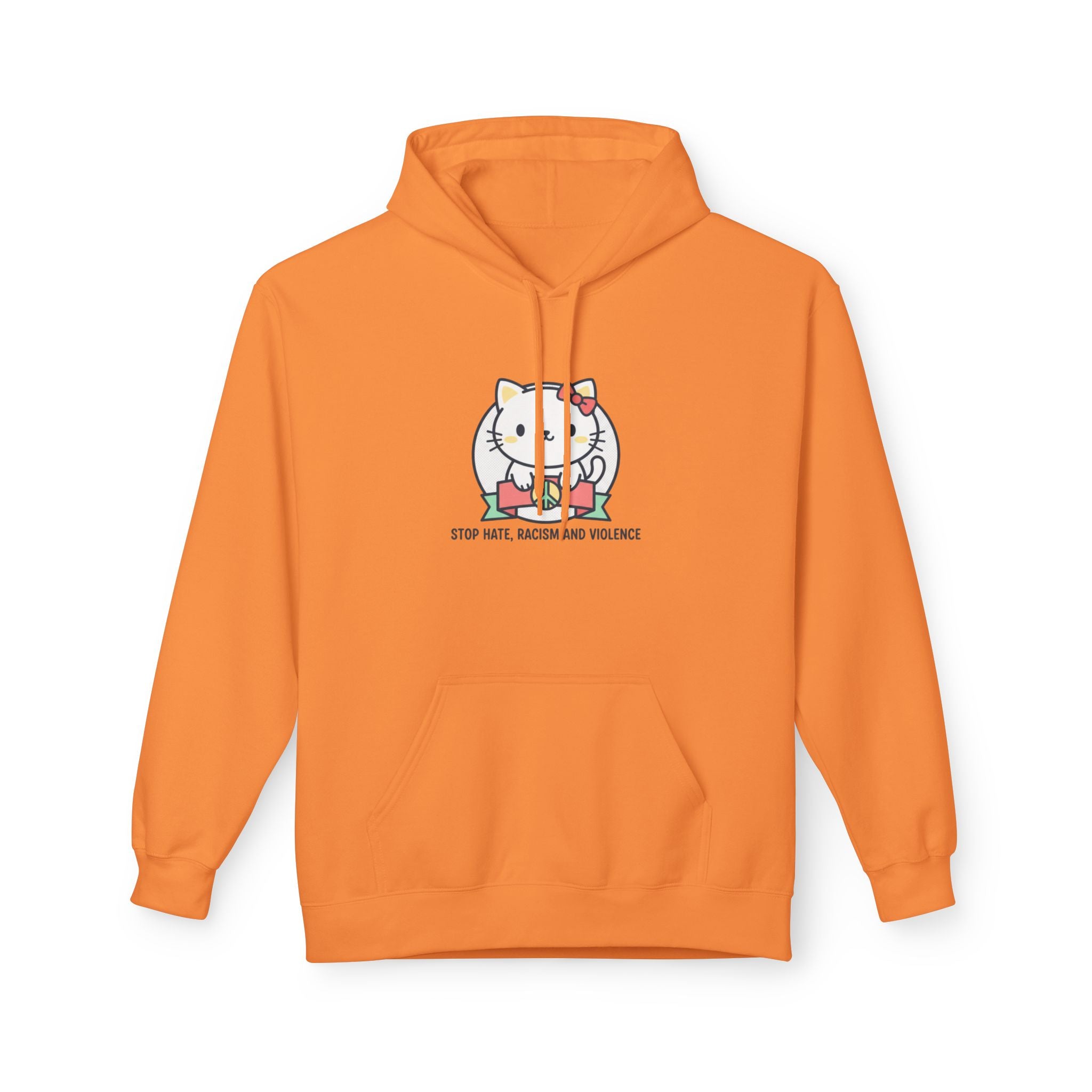 Stop Hate, Racism and Violence Cat Hoodie — Cute Anti-Racism Graphic Hoodie