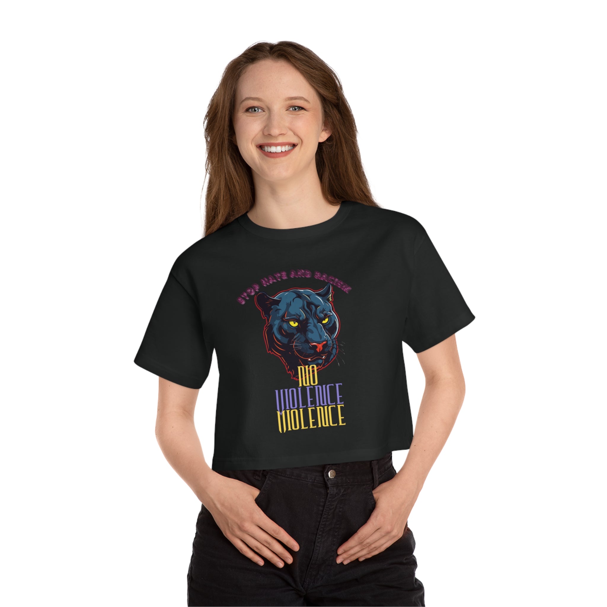 No Violence Panther Cropped T-Shirt