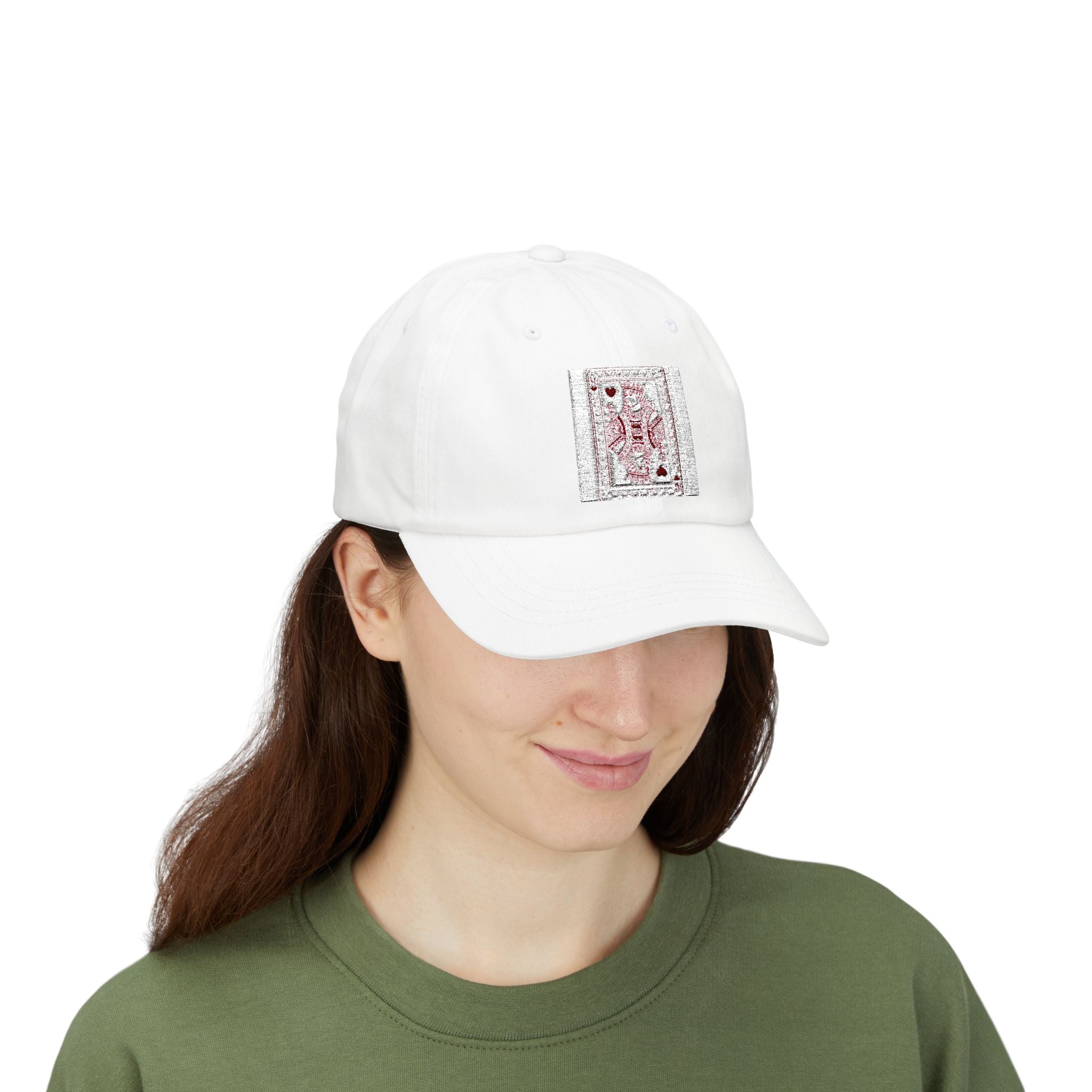 Dad Cap with Vintage Playing Card Red Hearts Design — Classic Baseball Hat