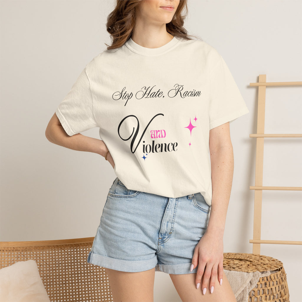 Stop Hate, Racism and Violence T-Shirt – Anti-Racism Awareness Tee