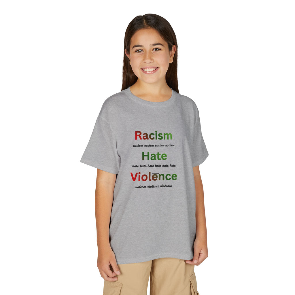 Youth Message T‑Shirt — 'Racism Hate Violence'