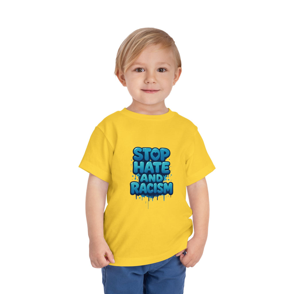 Stop Hate and Racism Toddler Tee — Blue Graffiti Anti-Racism Shirt