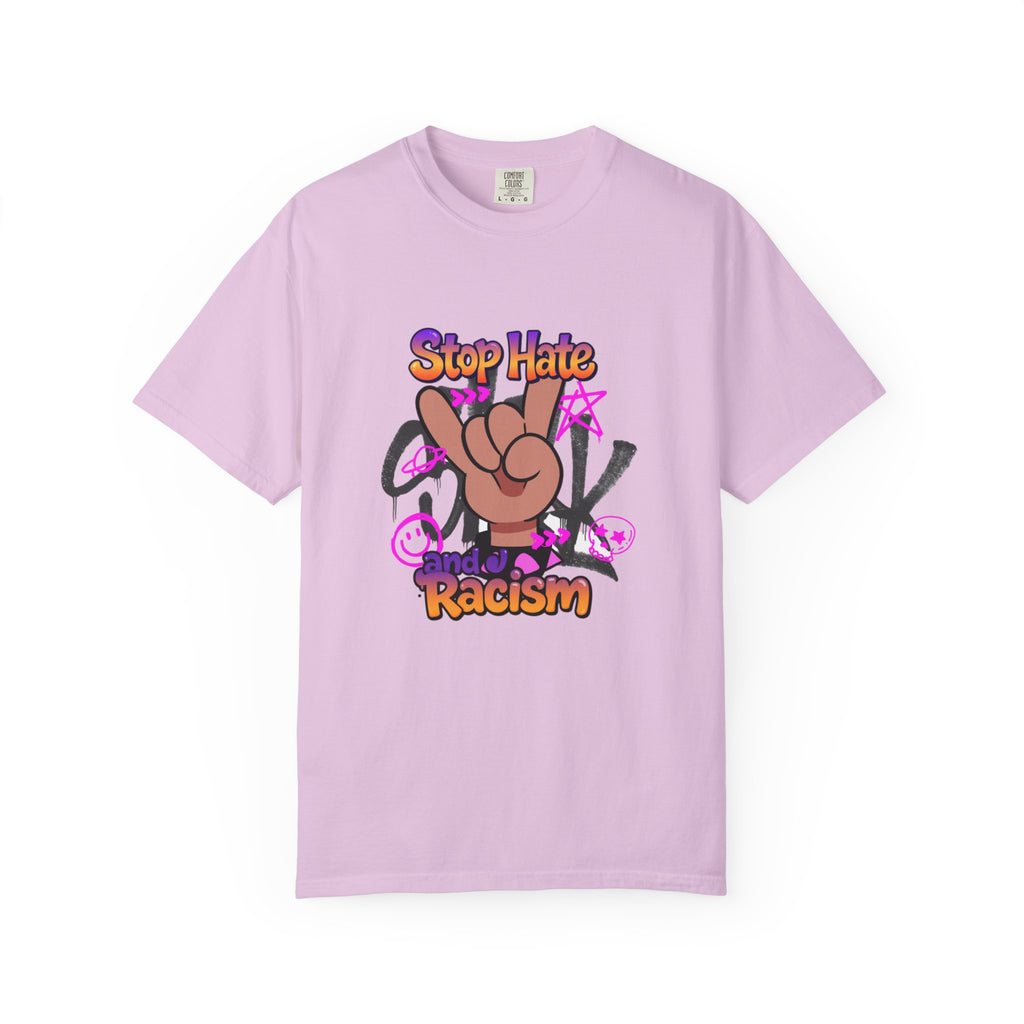 Stop Hate and Racism Graphic T-Shirt – Anti-Racism Solidarity Tee