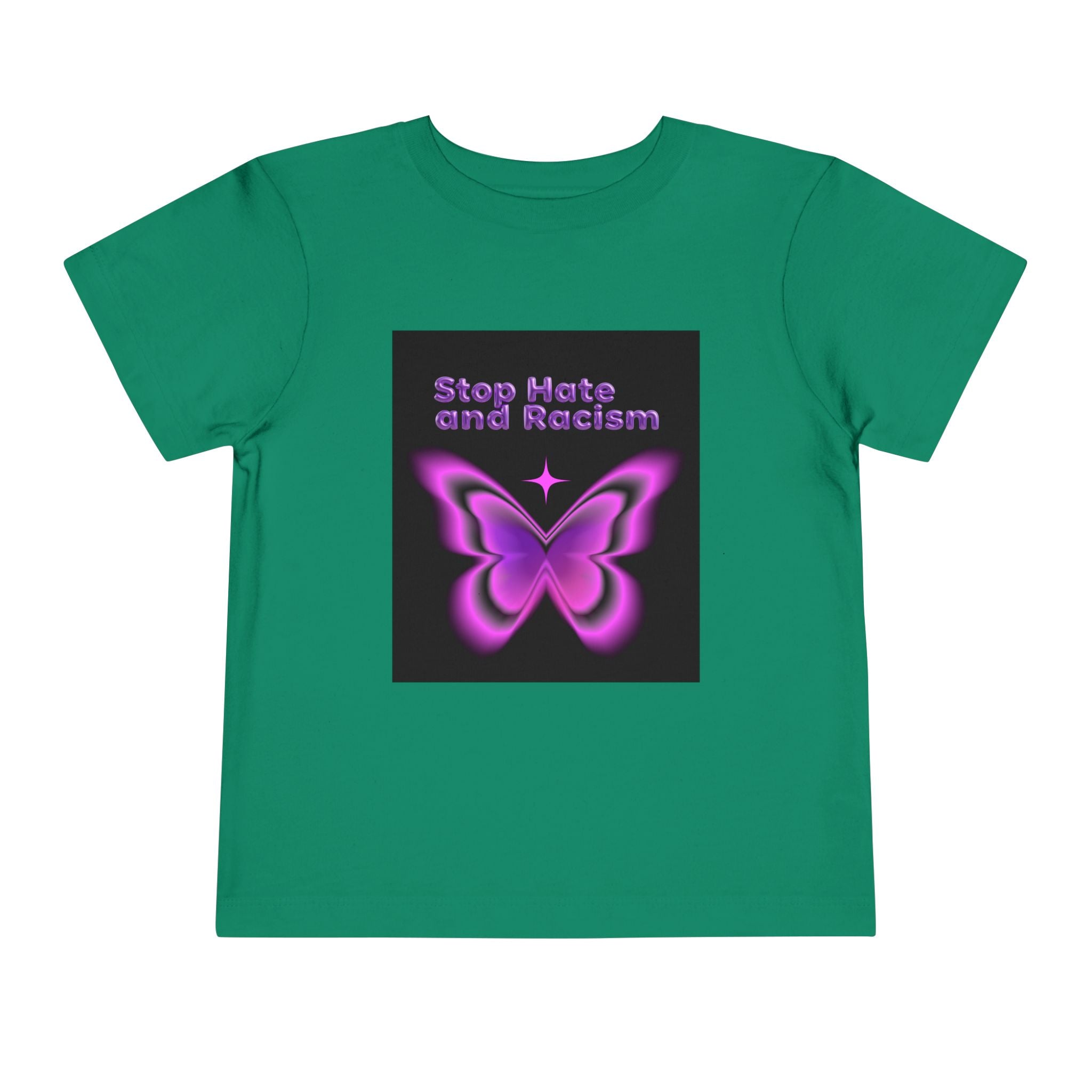 Stop Hate and Racism Toddler Tee — Purple Butterfly Anti-Racism Shirt