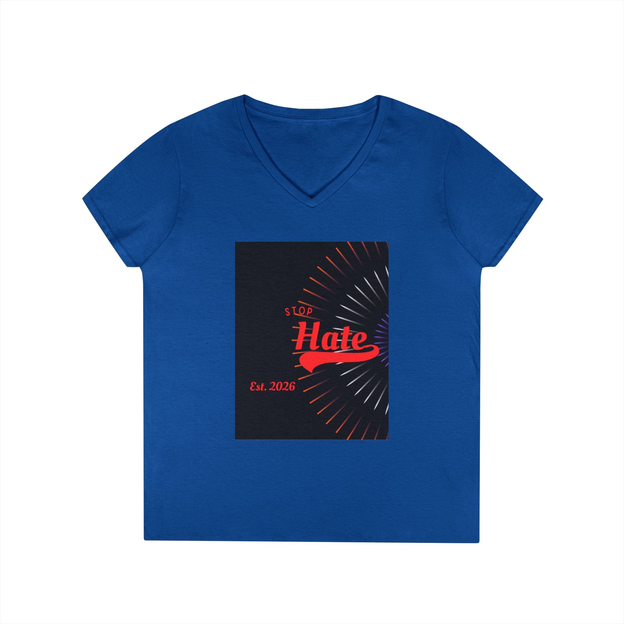 Ladies' V-Neck T-Shirt — Retro "Hate" Graphic Tee (Established 2023)