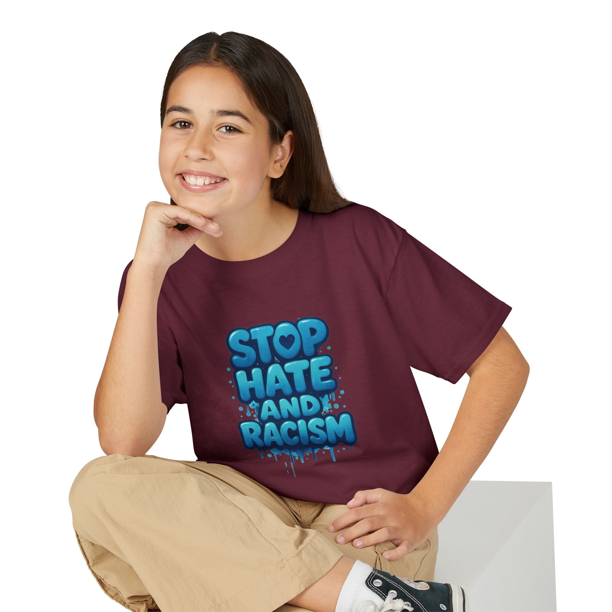 Stop Hate and Racism Youth T-Shirt — Anti-Racism Message Tee