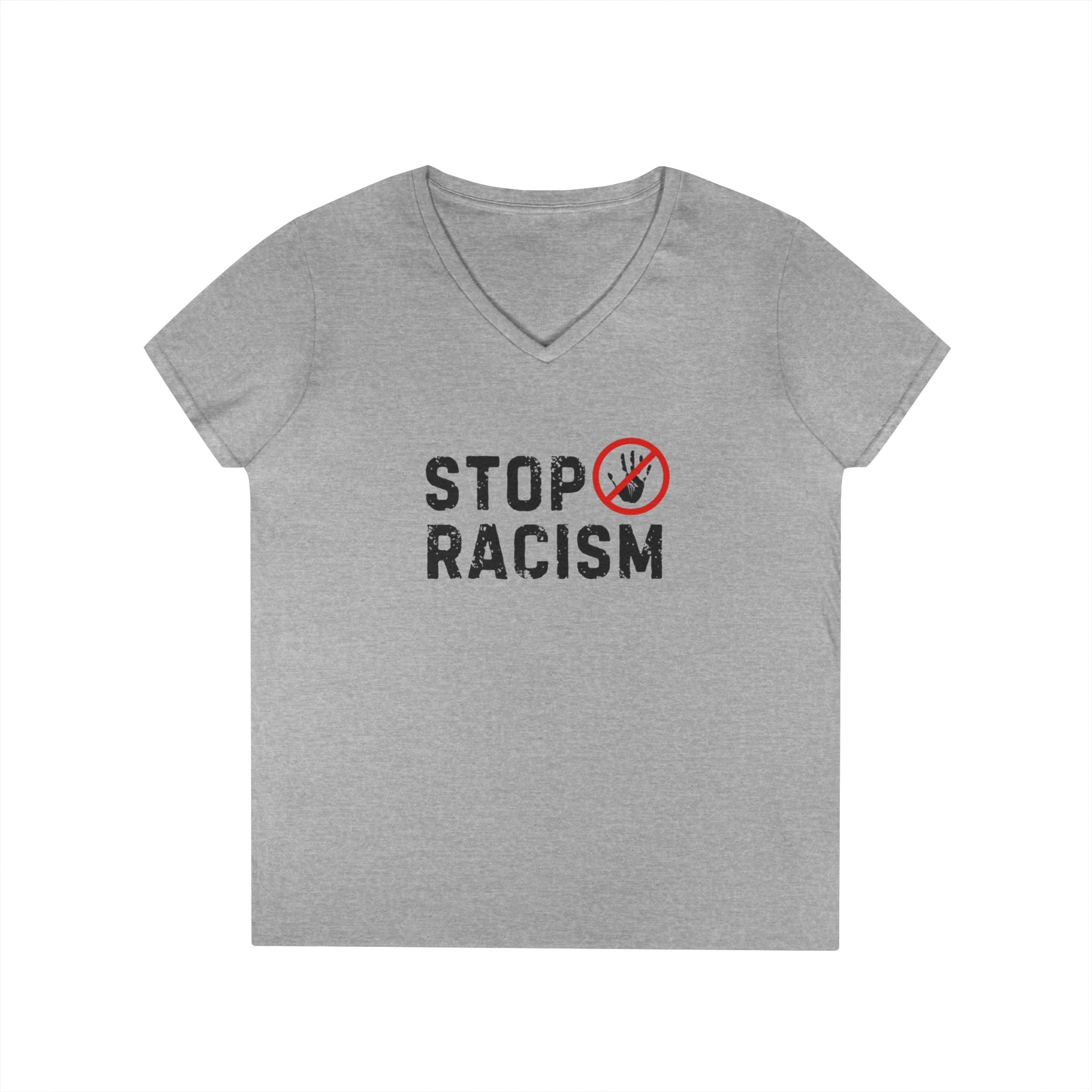Stop Racism V-Neck T-Shirt — Anti-Racism Message Tee