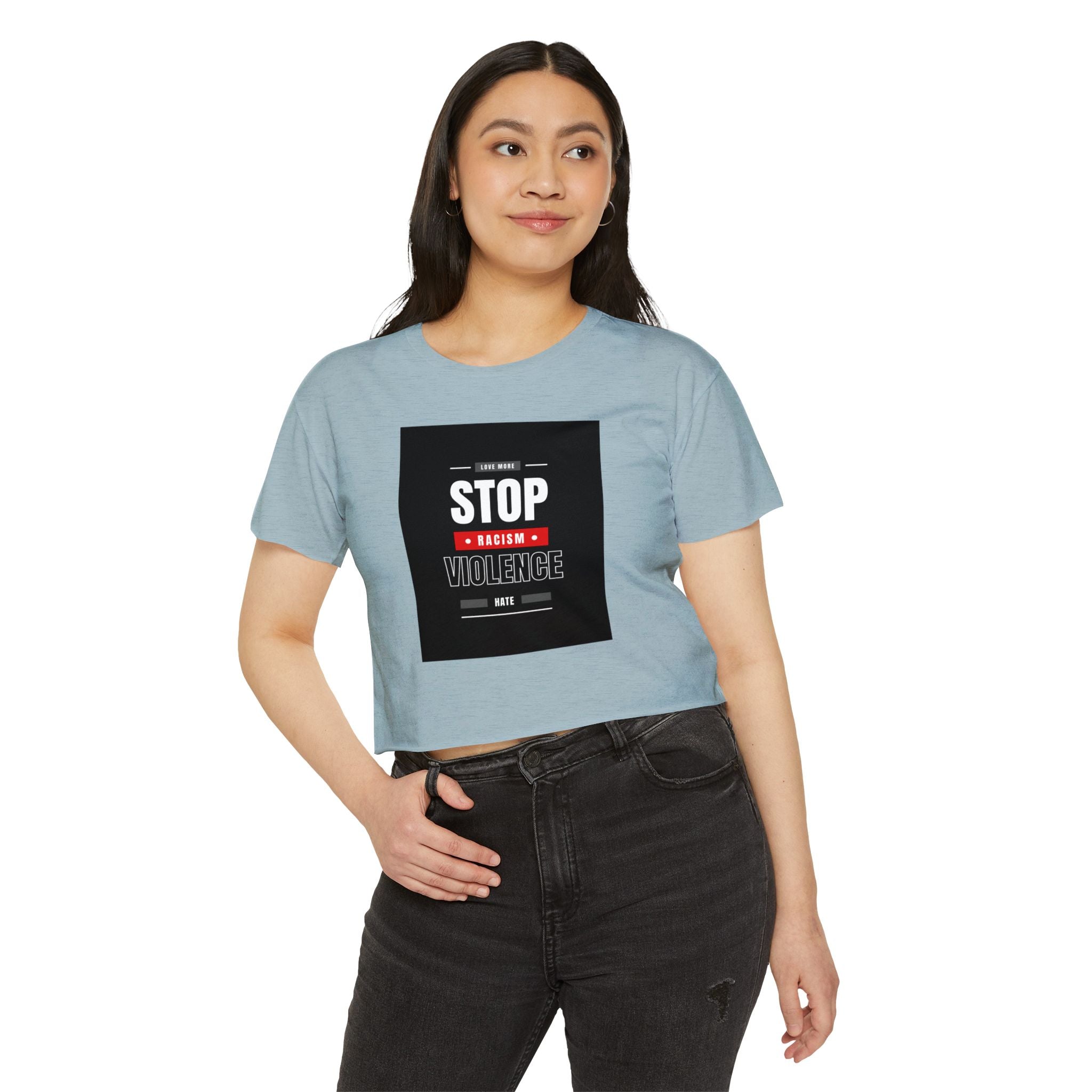 Stop Racism Stop Violence Crop Top — Women's Protest Festival Tee