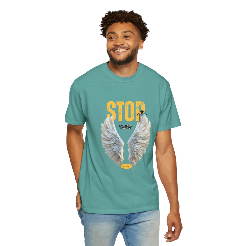 Angel Wings "STOP" Graphic T‑Shirt