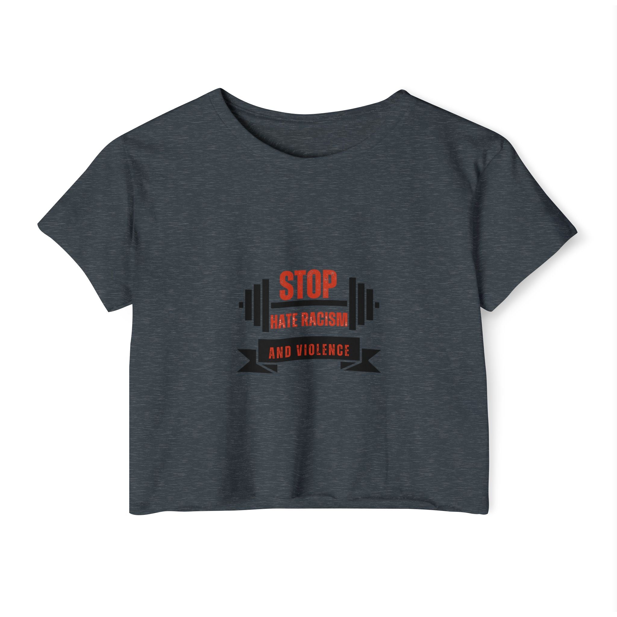 Crop Top — "Stop Hate Racism and Violence" Graphic Festival Tee