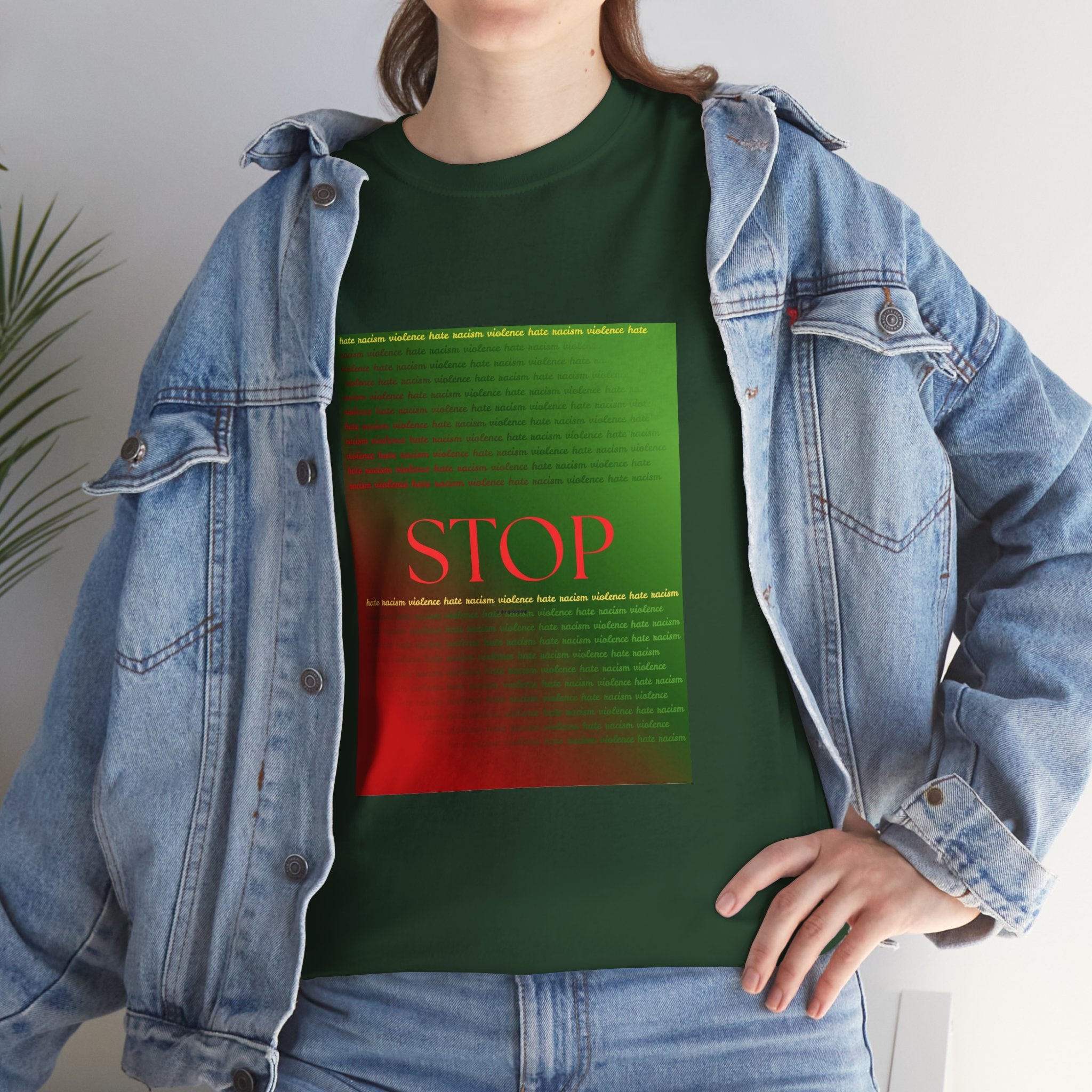 STOP Graphic Tee — Red & Green Gradient Statement T‑Shirt