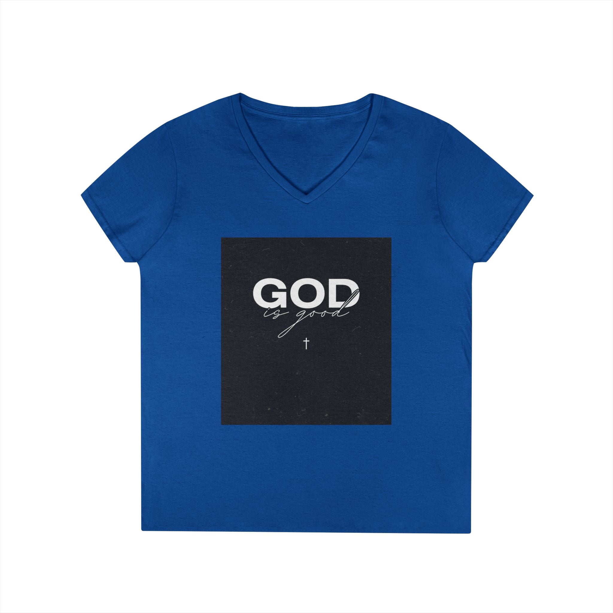 Faith Graphic V-Neck Tee — "GOD" Script Design
