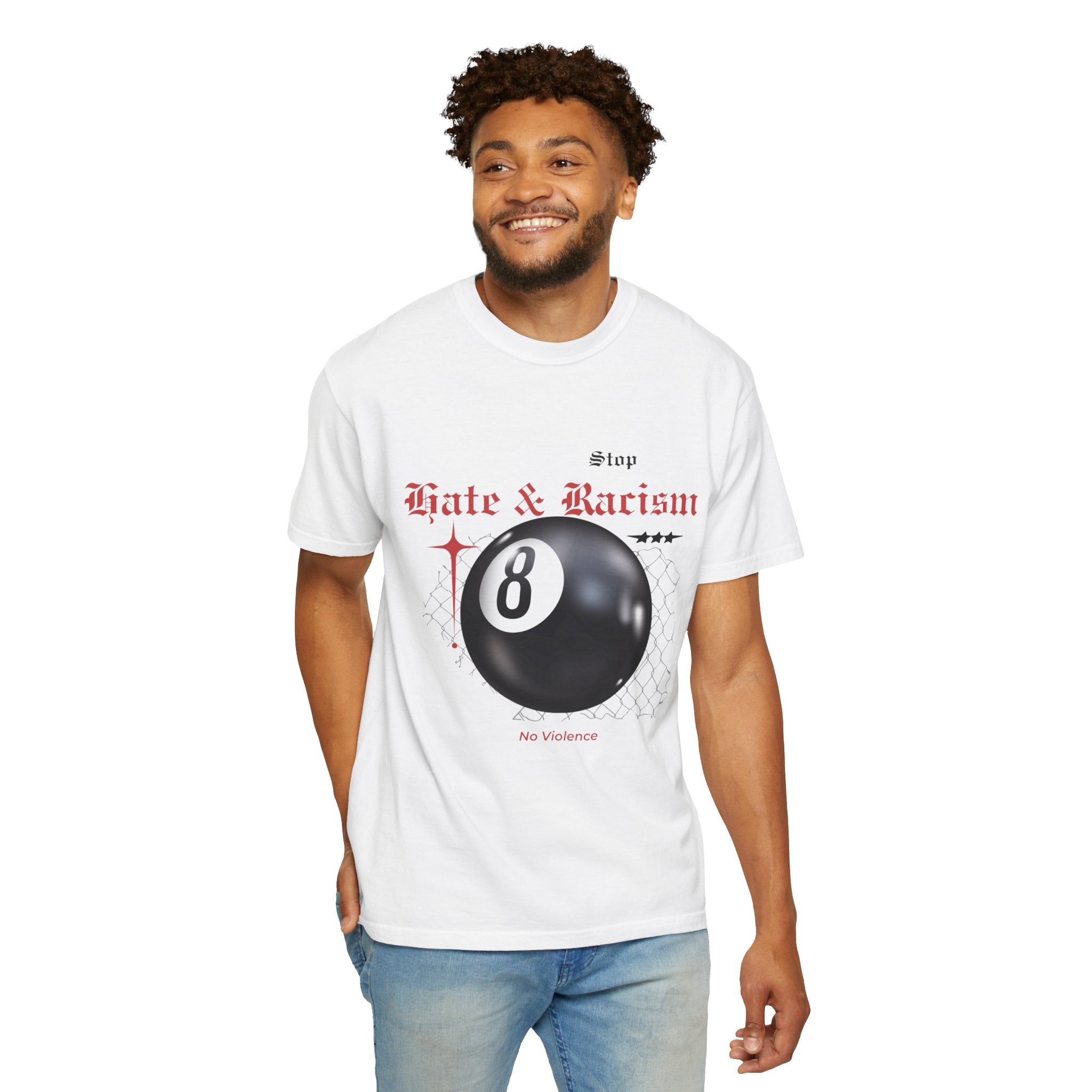 Anti-Racism 8-Ball T-Shirt — Stop Hate & Racism Graphic Tee