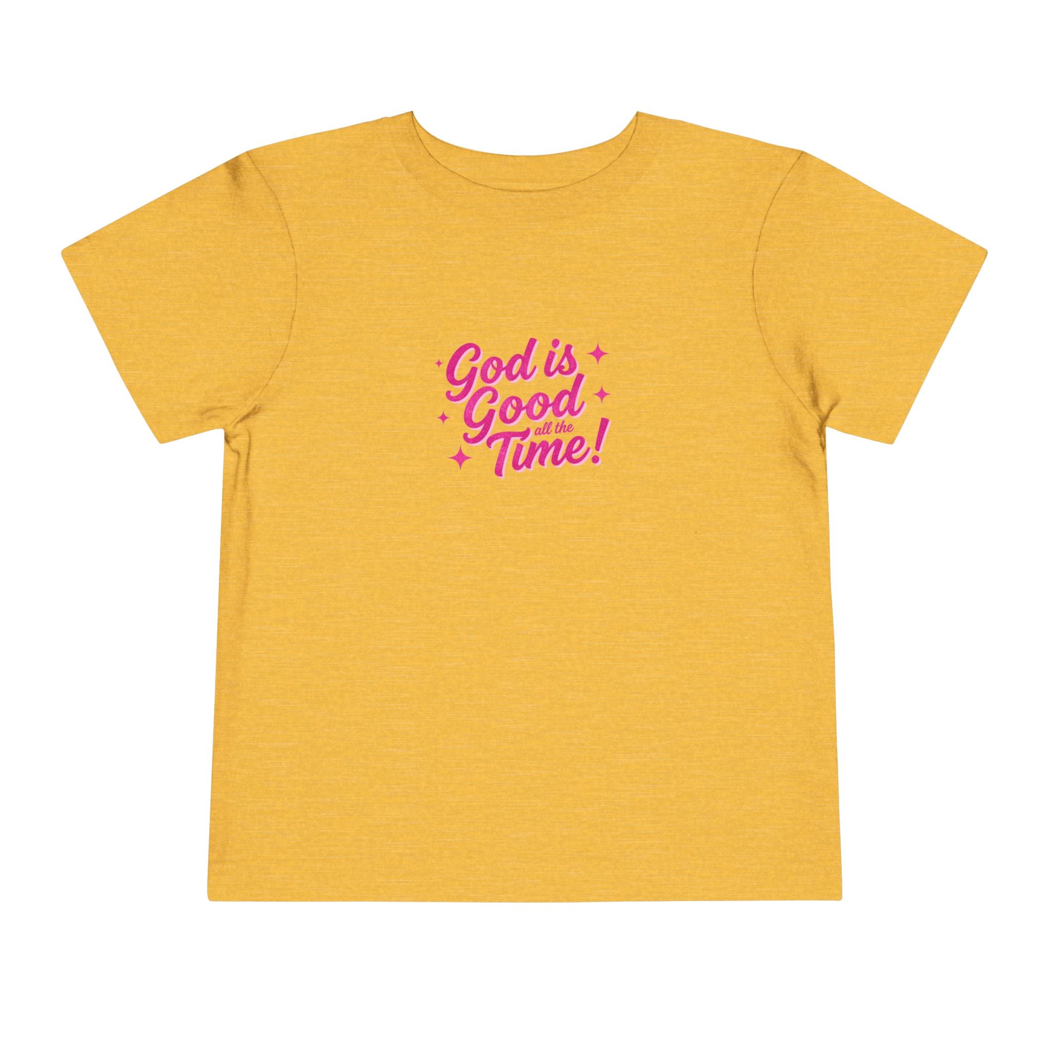Toddler Tee – "God is Good Time" Pink Script Christian Kids Shirt