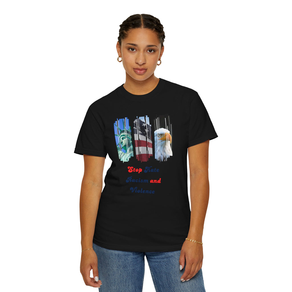 Patriotic 'Stop Hate Racism and Violence' T-Shirt