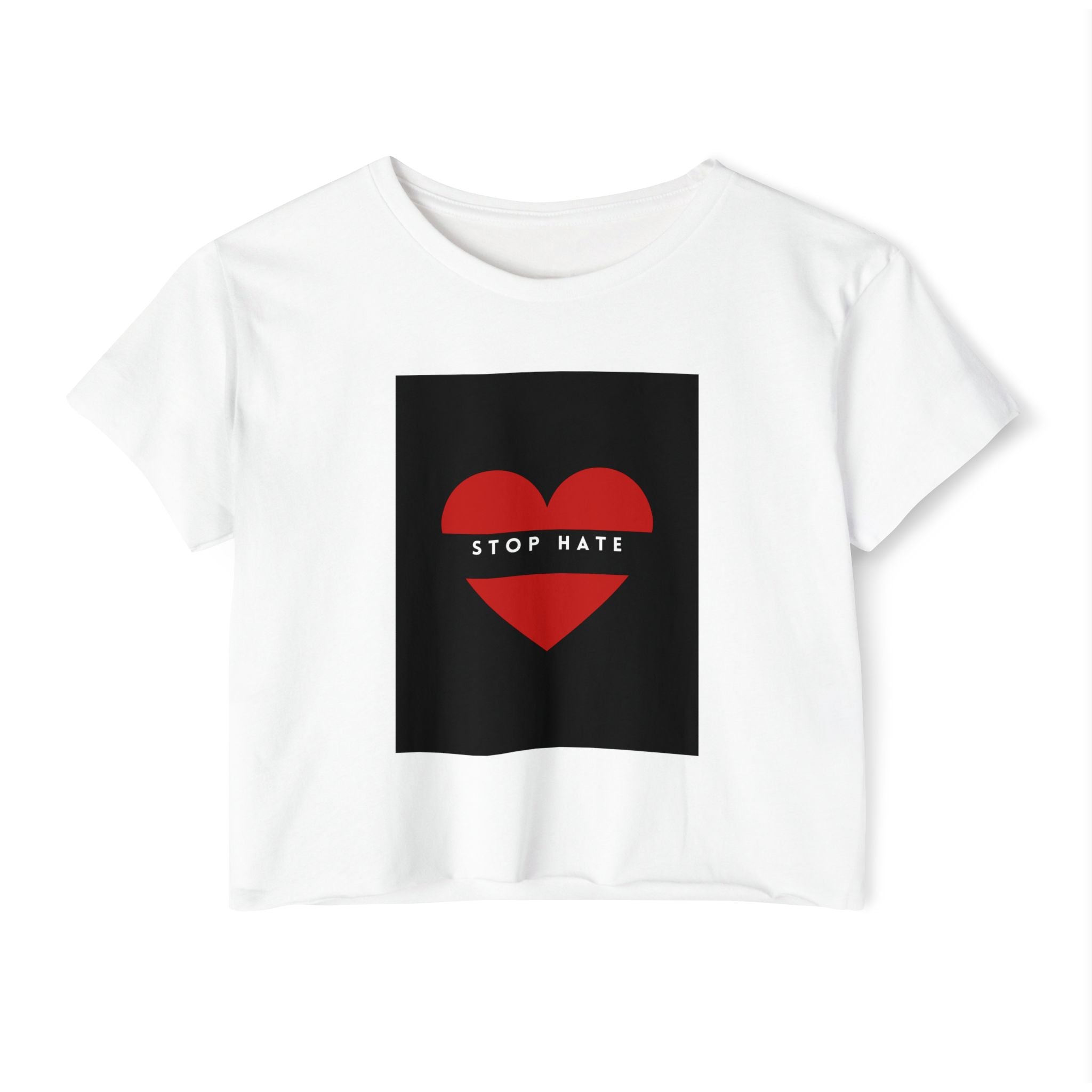 Stop Hate Heart Crop Top — Women's Festival Activist Tee