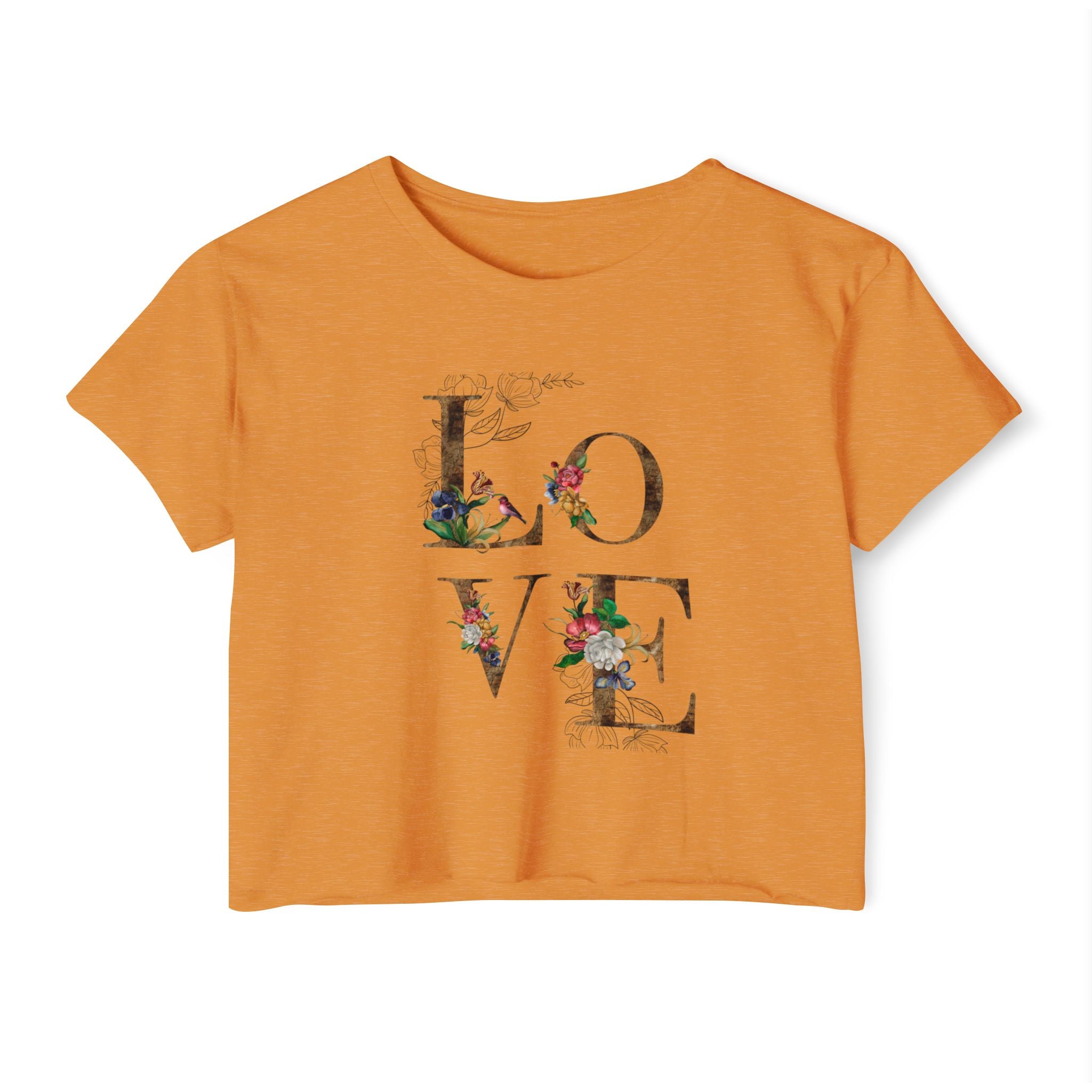 LOVE Floral Crop Top — Women's Festival Graphic Tee