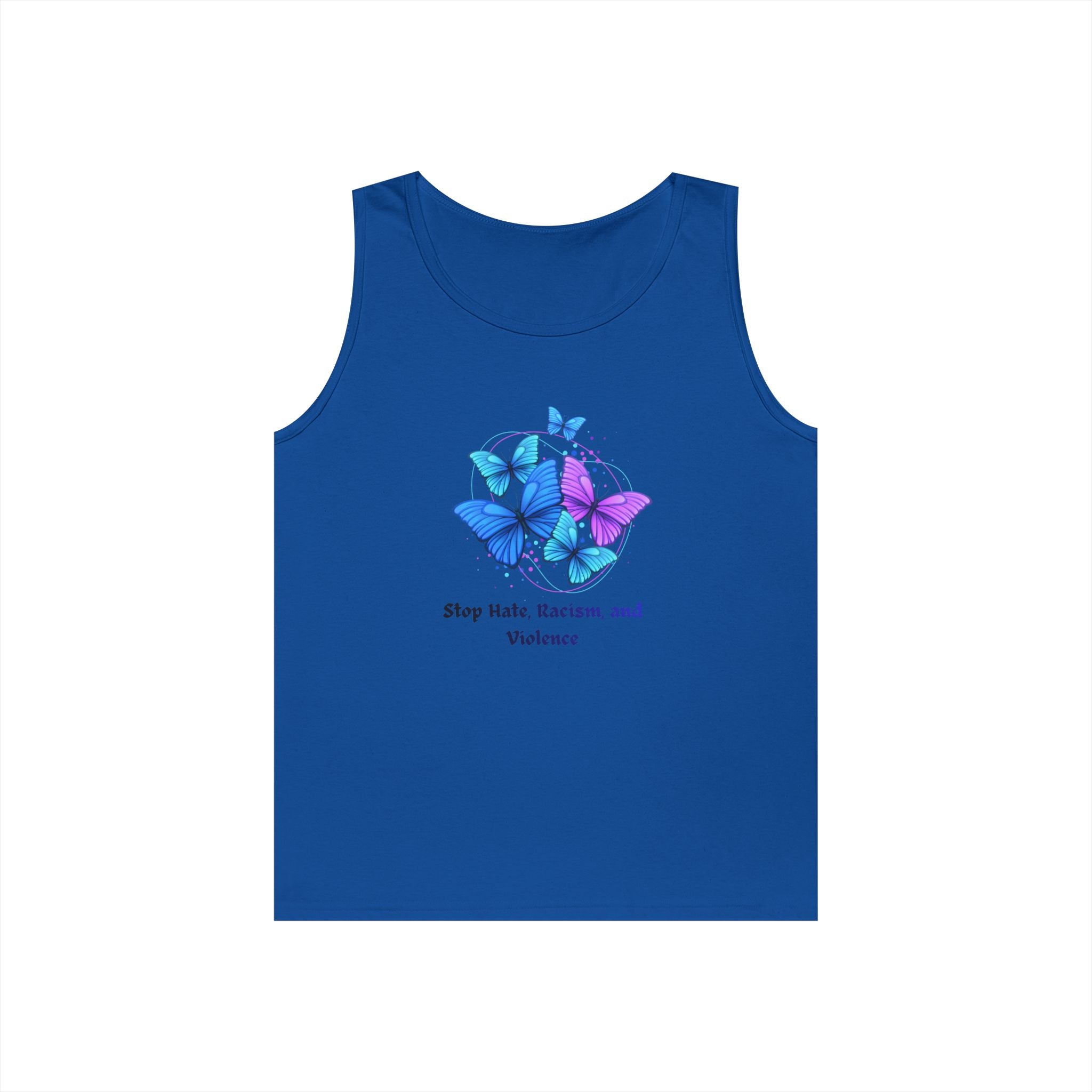Butterfly Peace Tank Top — "Stop Hate, Racism, and Violence" Graphic Tank