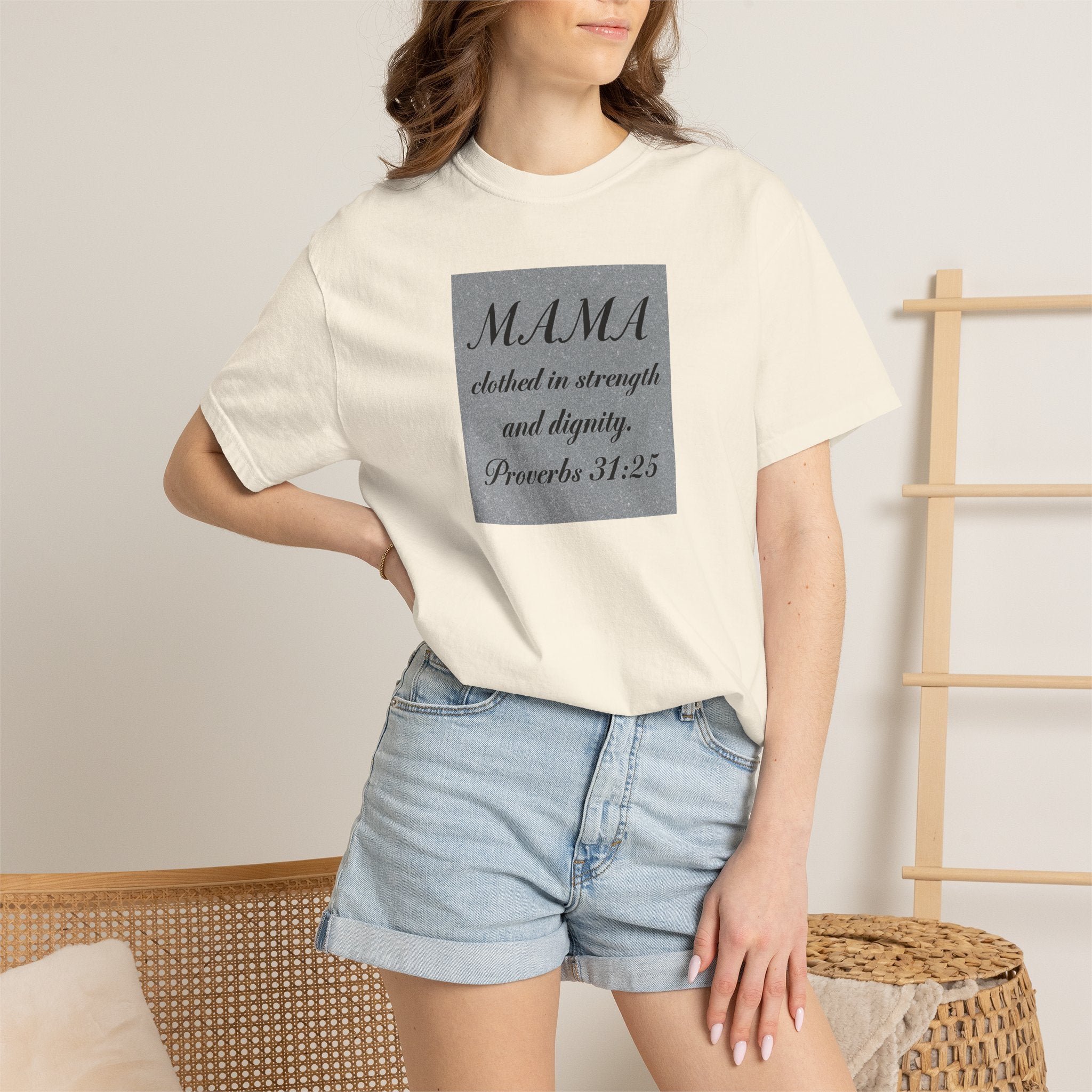Mama Proverbs 31:25 T-Shirt — 'Clothed in Strength and Dignity' Christian Mom Tee