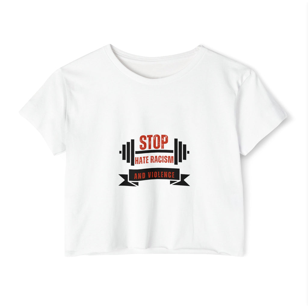 Crop Top — "Stop Hate Racism and Violence" Graphic Festival Tee