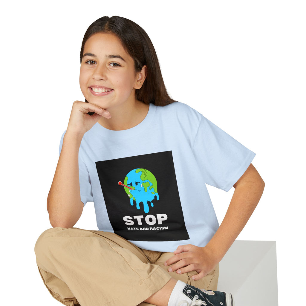 Youth T-Shirt — "STOP Hate and Racism" Earth Graphic Anti-Racism Tee