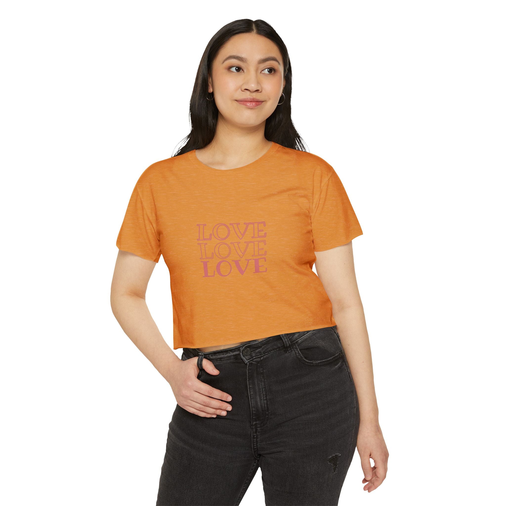 Crop Top — 'LOVE LOVE LOVE' Retro Script Festival Crop Top
