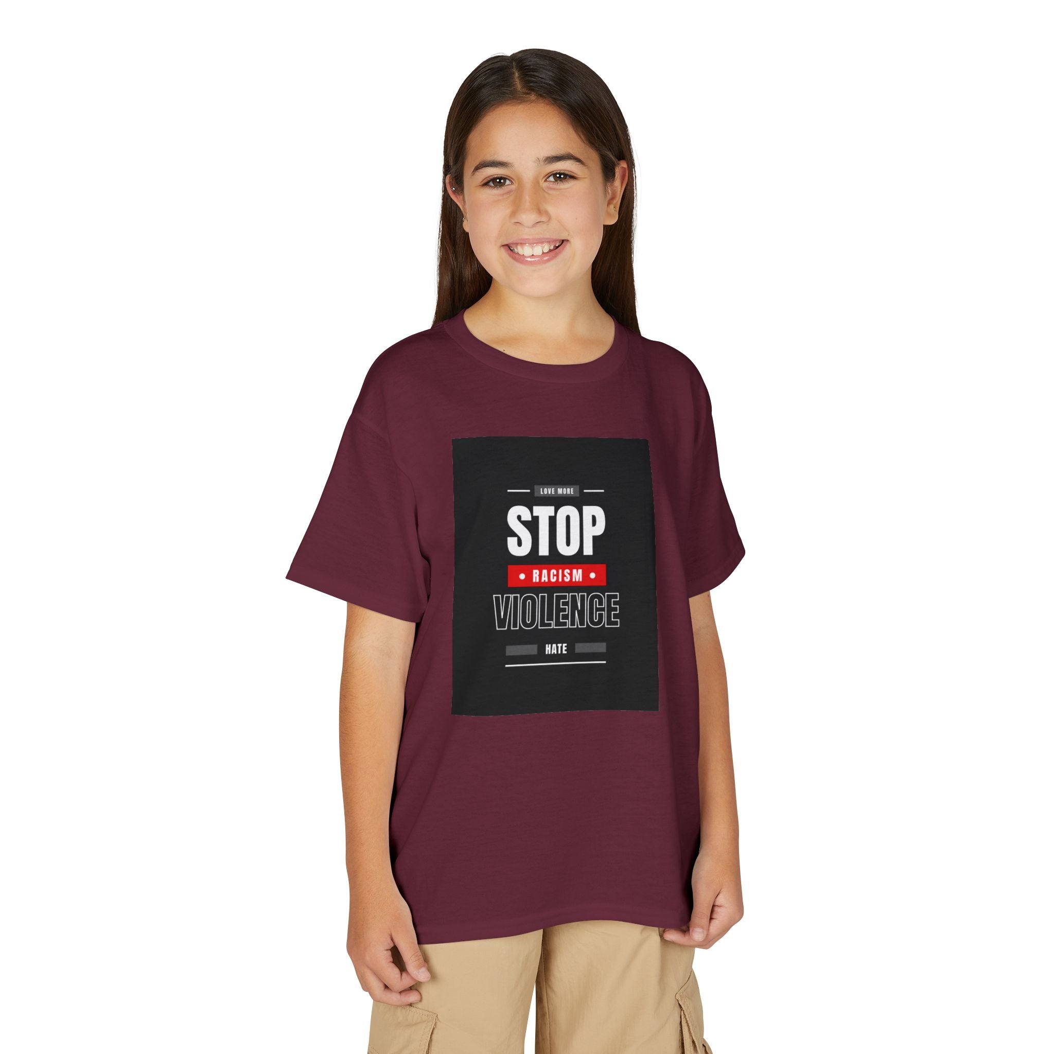 Youth T-Shirt — "Stop Racism Stop Violence" Graphic Tee