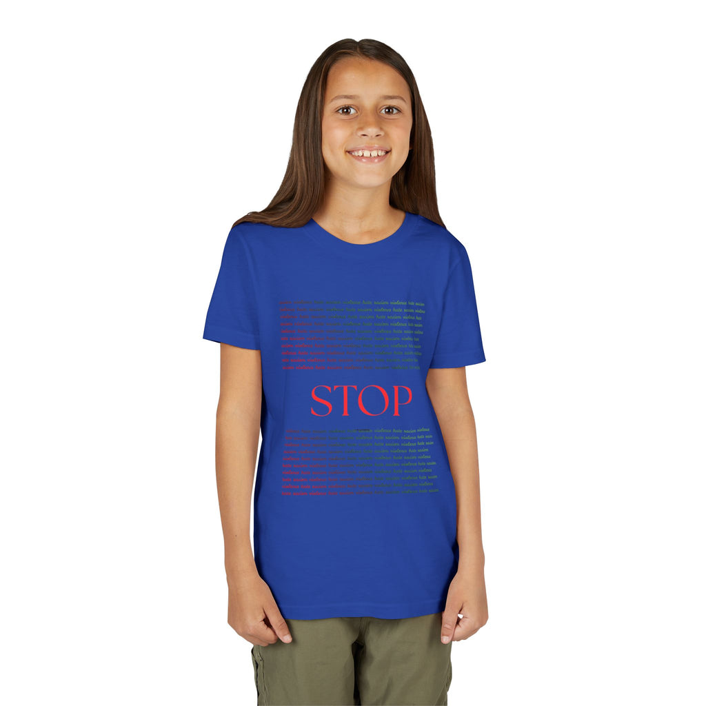 Youth Tee — Bold Yellow 'STOP' Graphic Kids T‑Shirt