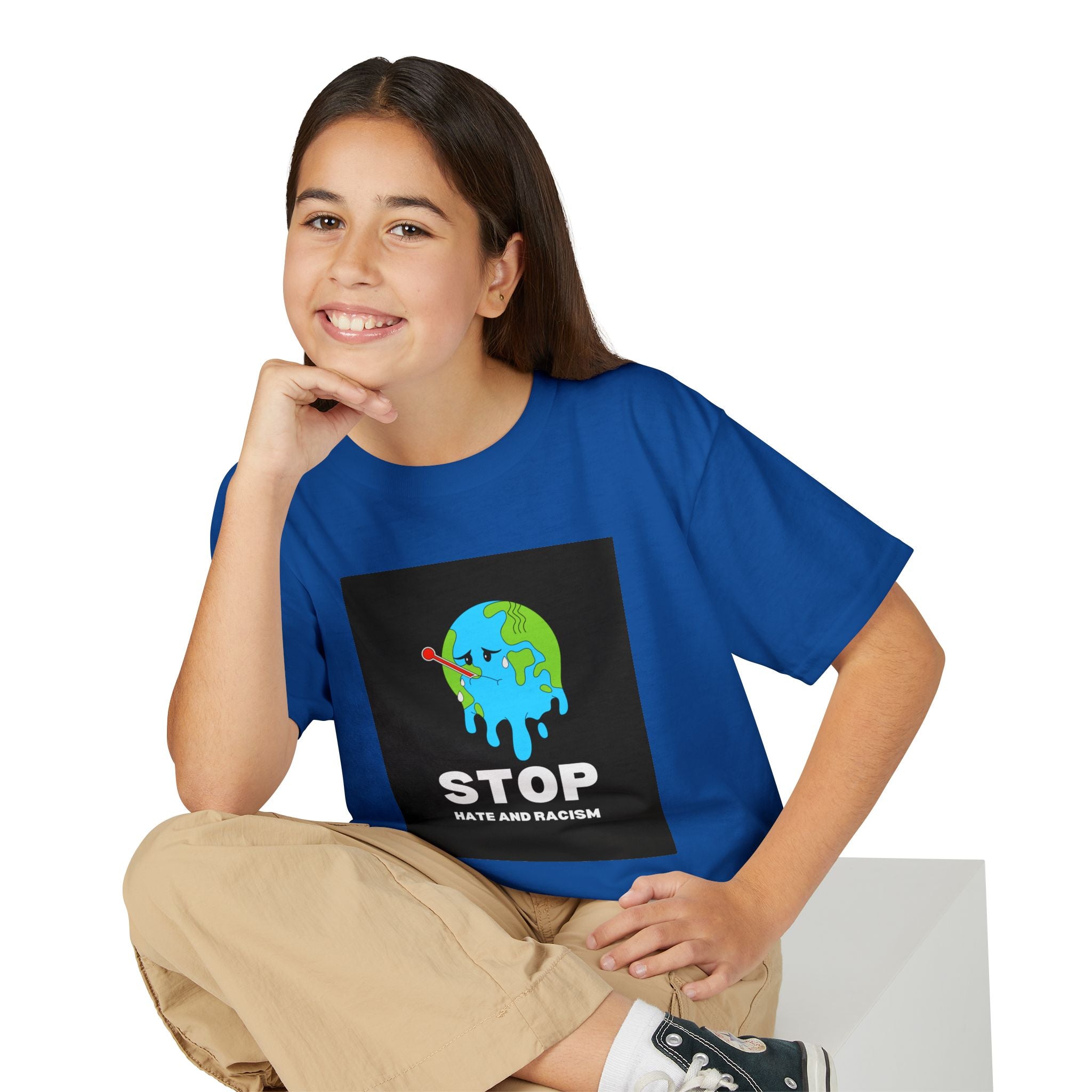 Youth T-Shirt — "STOP Hate and Racism" Earth Graphic Anti-Racism Tee