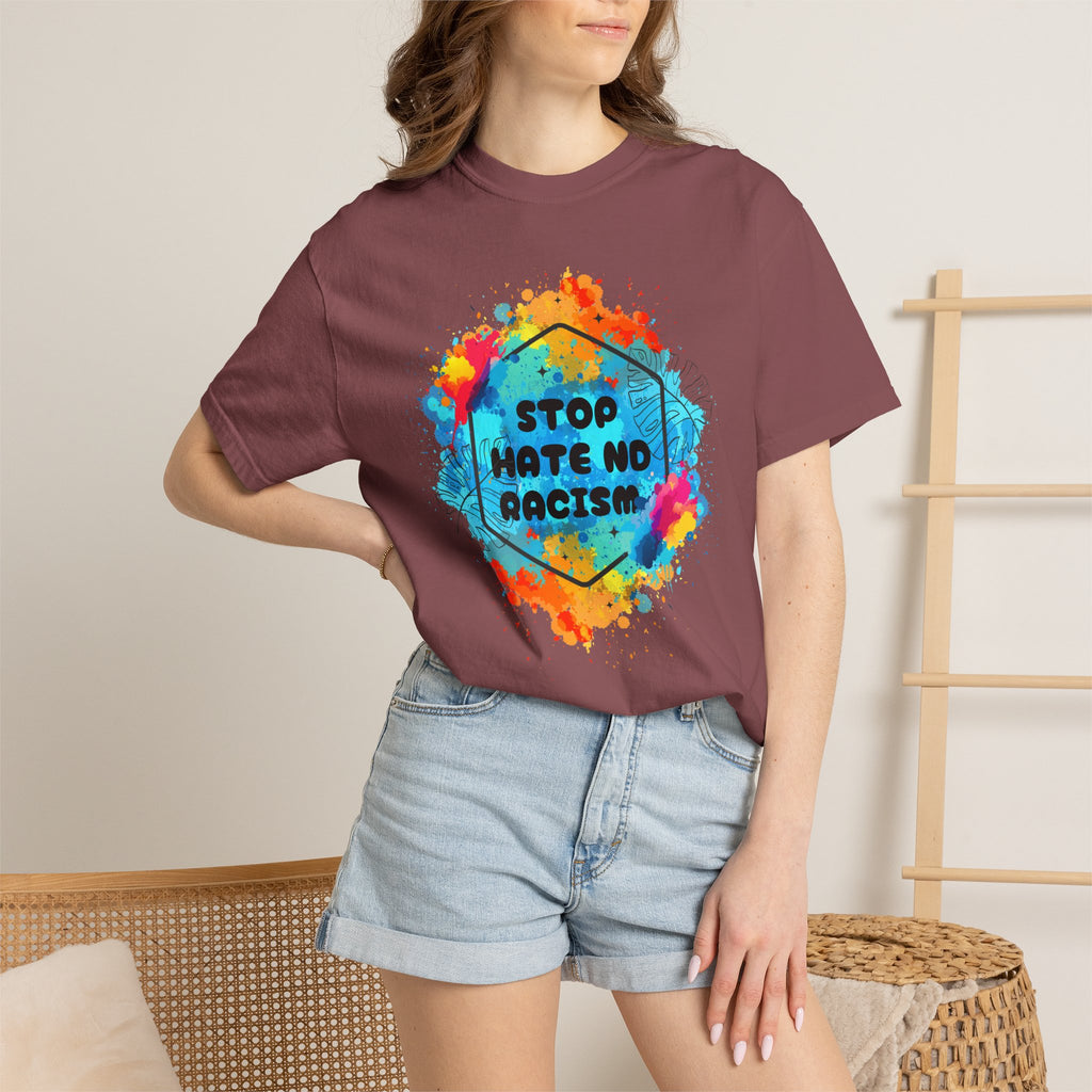 Stop Hate No Racism T-Shirt — Colorful Anti-Racism Statement Tee