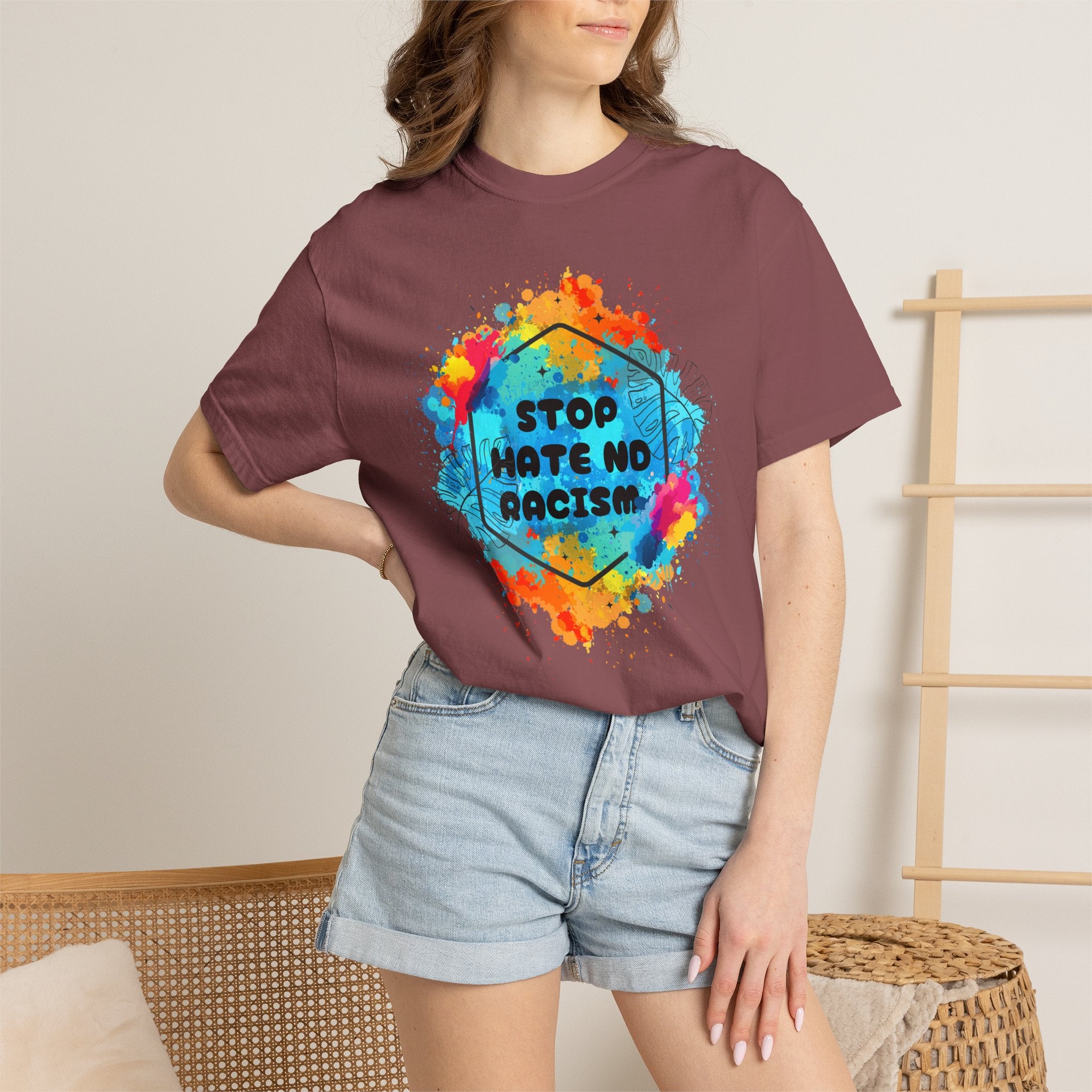 Stop Hate No Racism T-Shirt — Colorful Anti-Racism Statement Tee