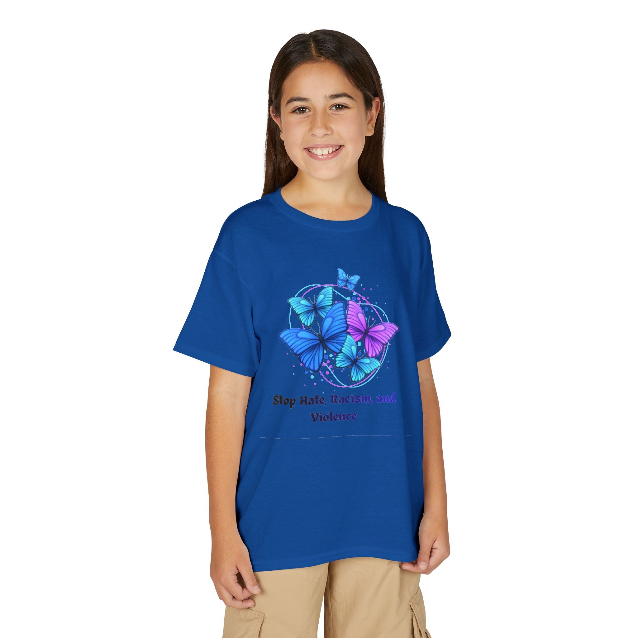Youth Butterfly Awareness T-Shirt — "Stop Hate, Harassment, and Violence"