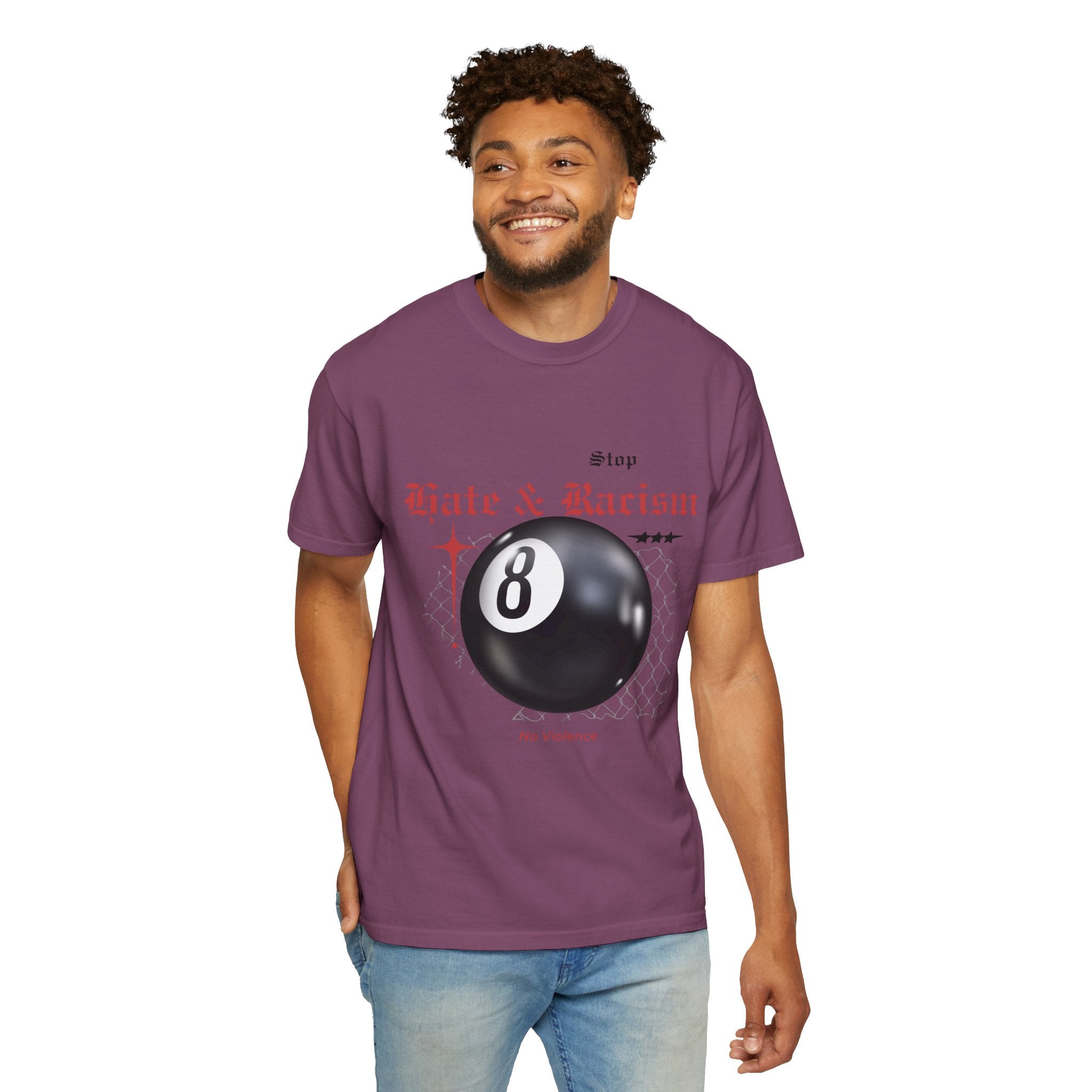 Anti-Racism 8-Ball T-Shirt — Stop Hate & Racism Graphic Tee