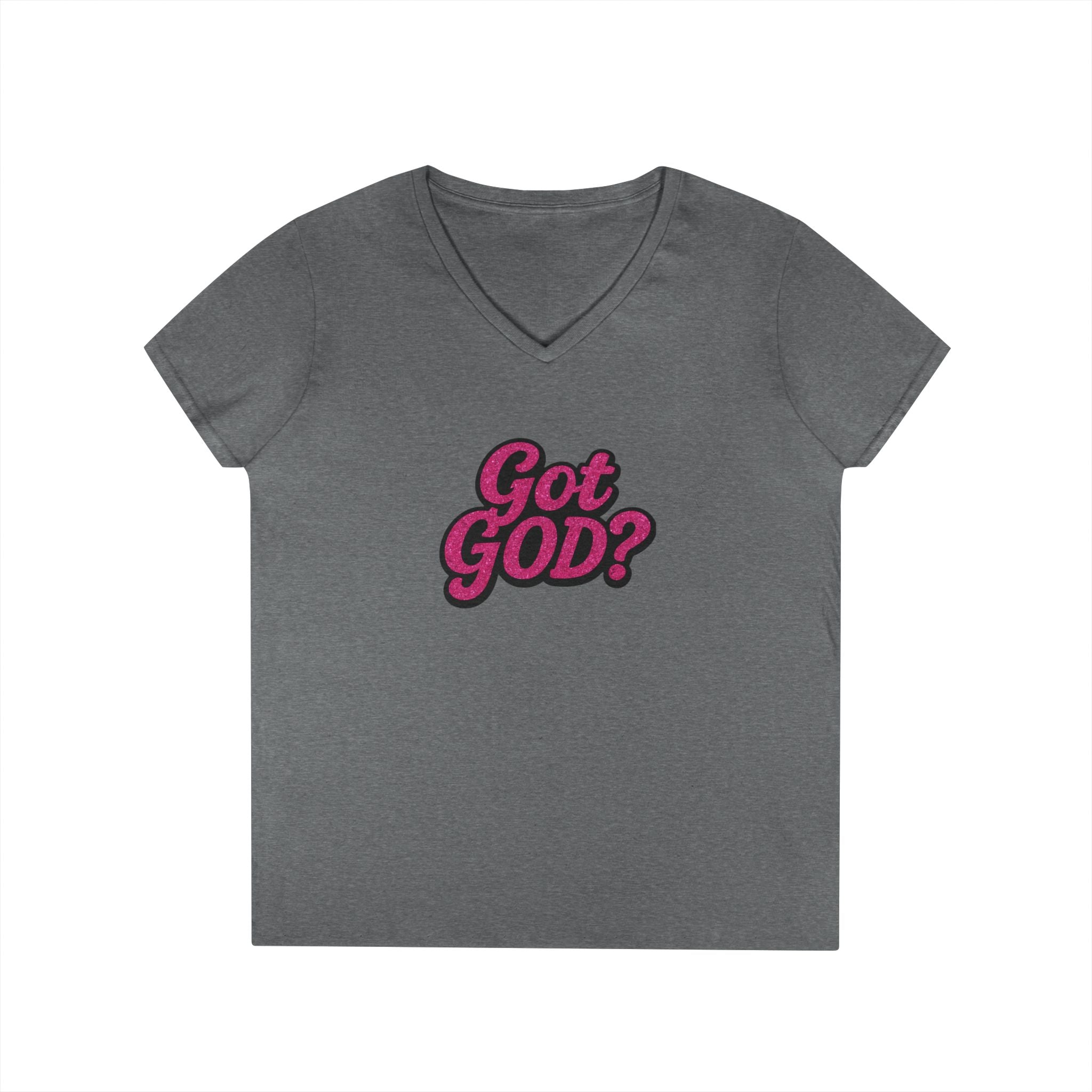 Got GOD? Ladies' V-Neck T-Shirt — Retro Pink Faith Graphic