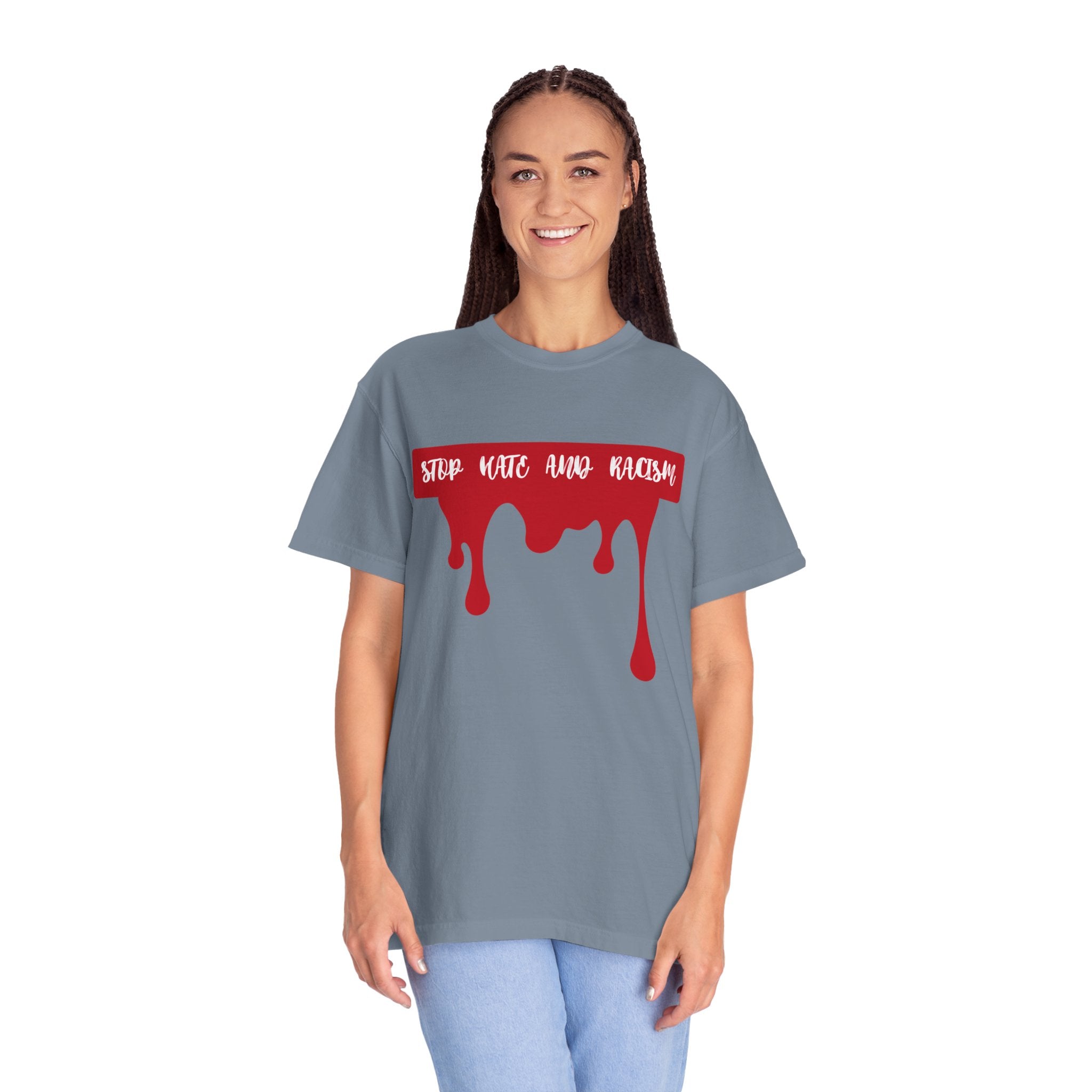 T-Shirt “Stop Hate, End Racism” Dripping Blood Graphic Tee