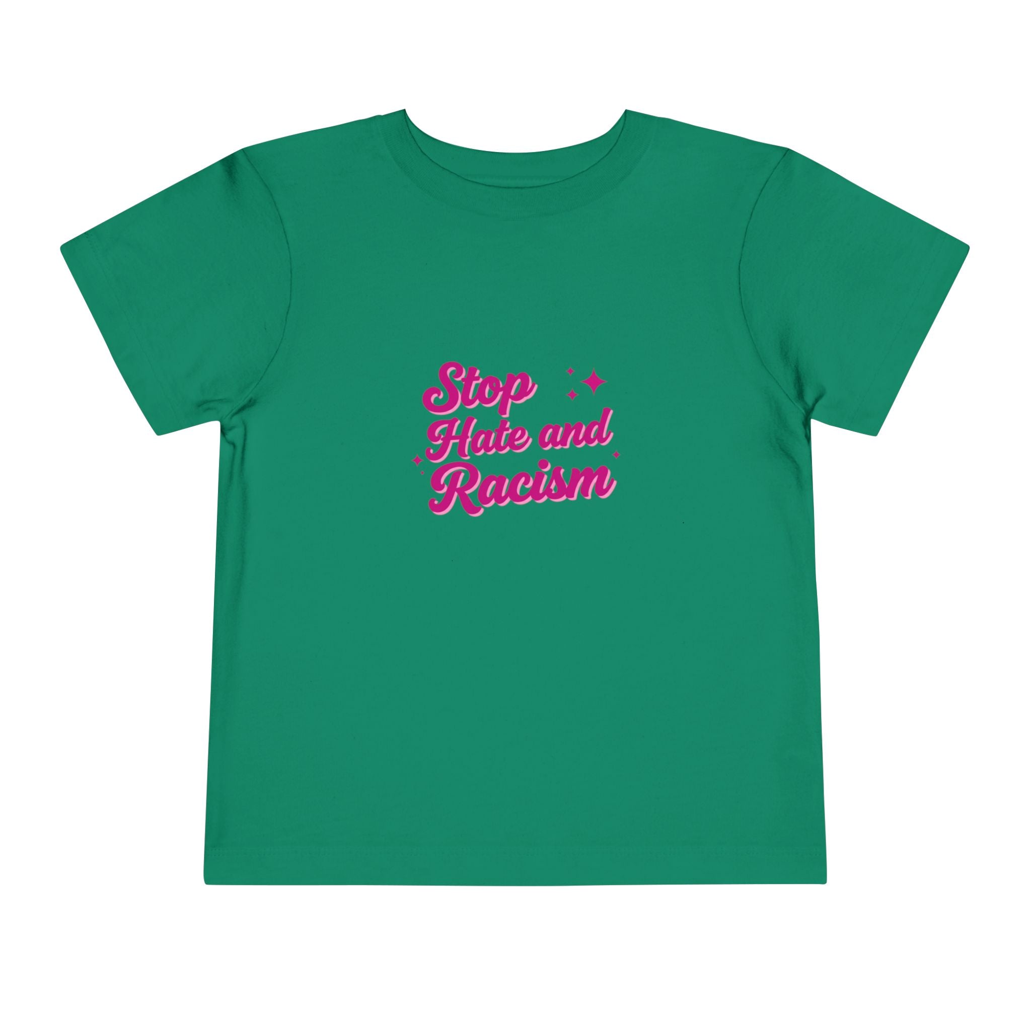Toddler Tee "Stop Hate and Racism" — Pink Social Justice Kids Shirt