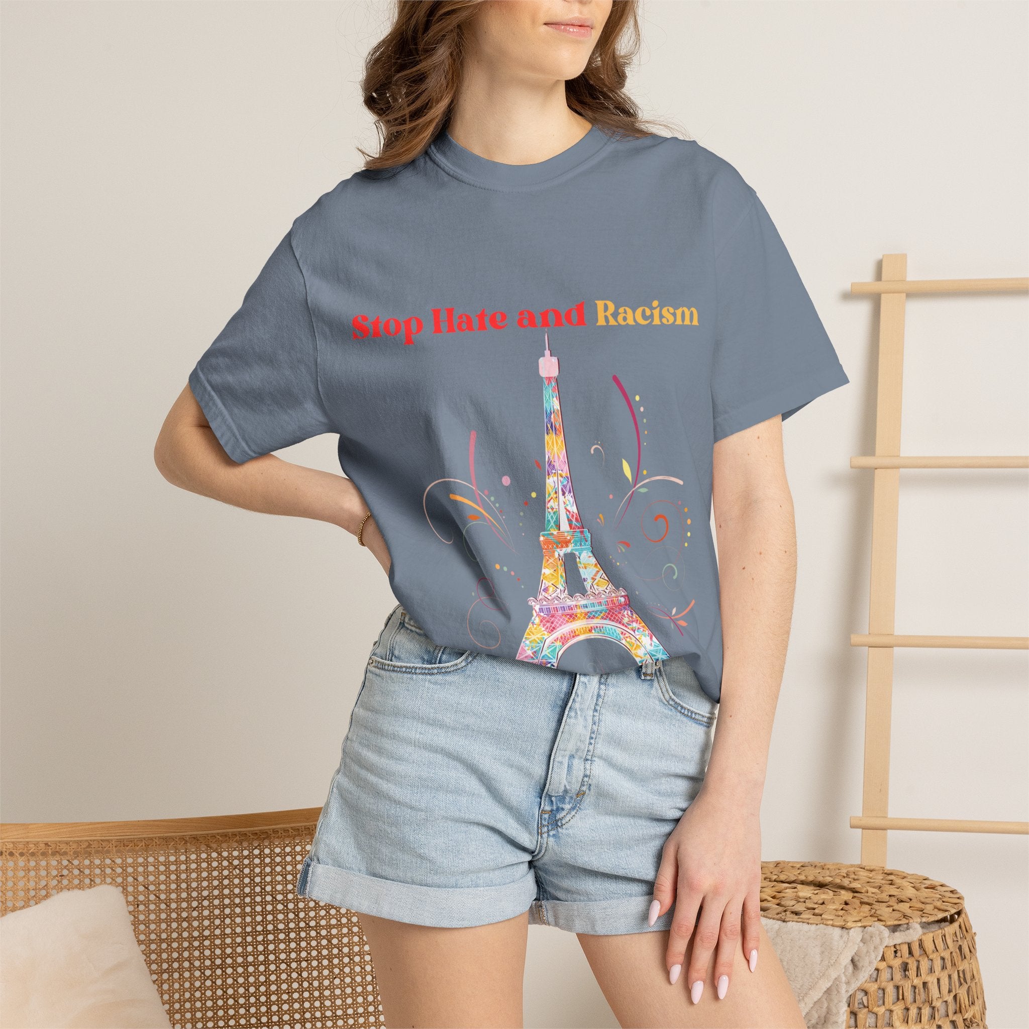 Stop Hate and Racism Eiffel Tower T-Shirt