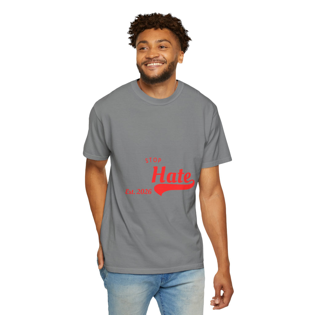 Stop Hate T-Shirt — Retro Script 'Est. 2026' Anti-Hate Graphic Tee