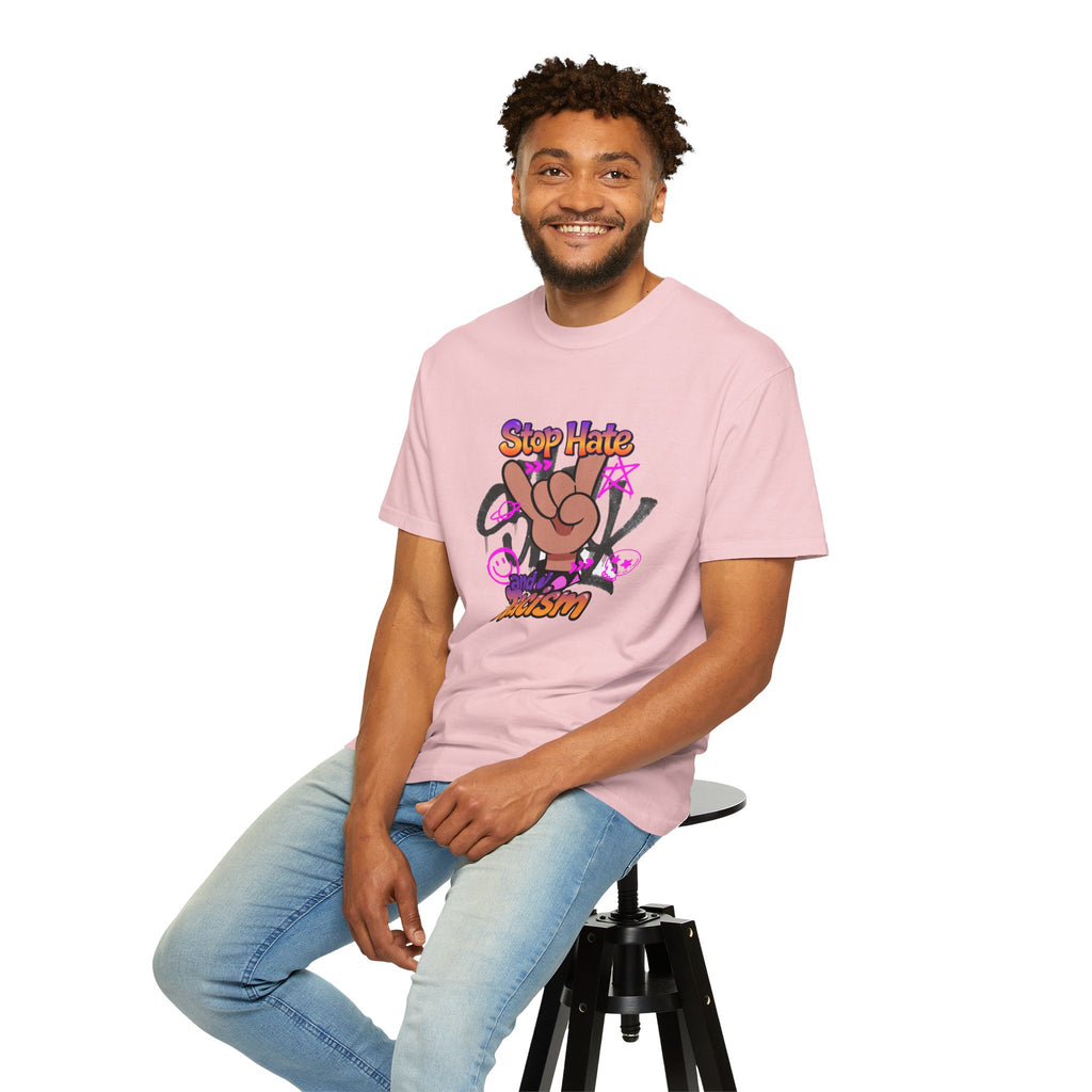 Stop Hate and Racism Graphic T-Shirt – Anti-Racism Solidarity Tee