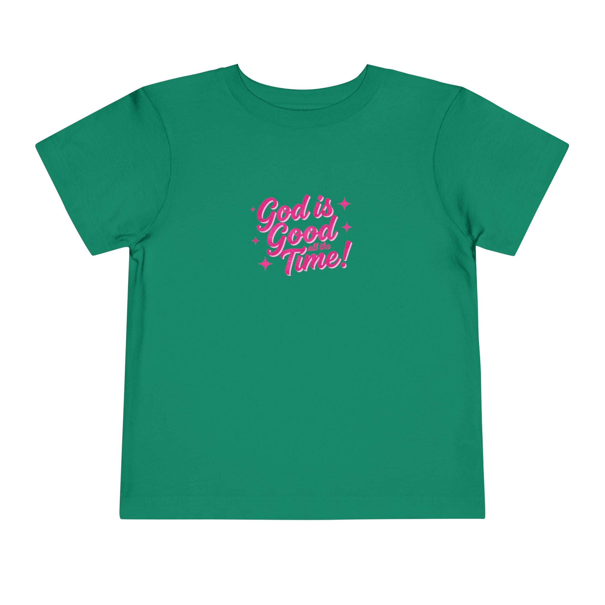 Toddler Tee – "God is Good Time" Pink Script Christian Kids Shirt