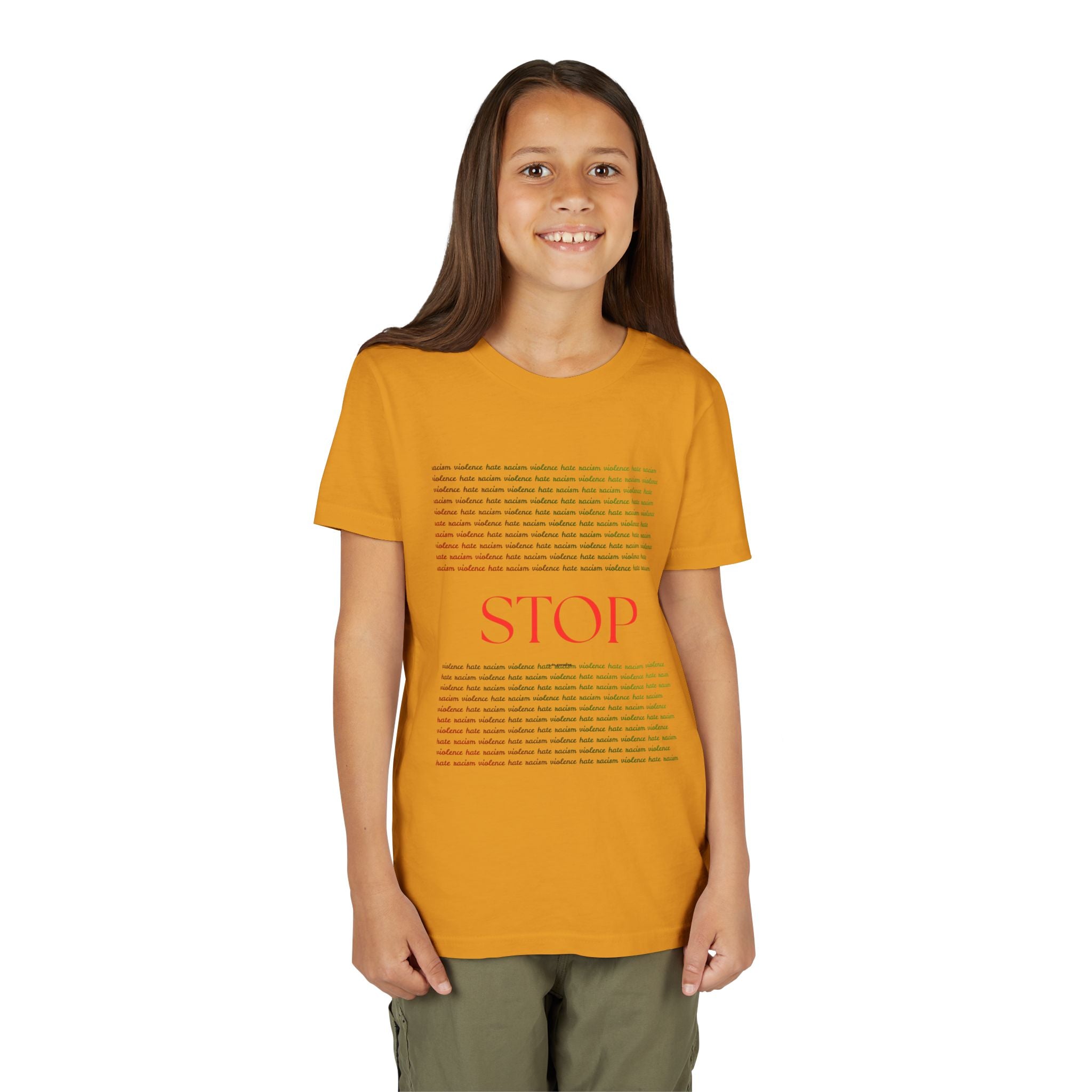 Youth Tee — Bold Yellow 'STOP' Graphic Kids T‑Shirt