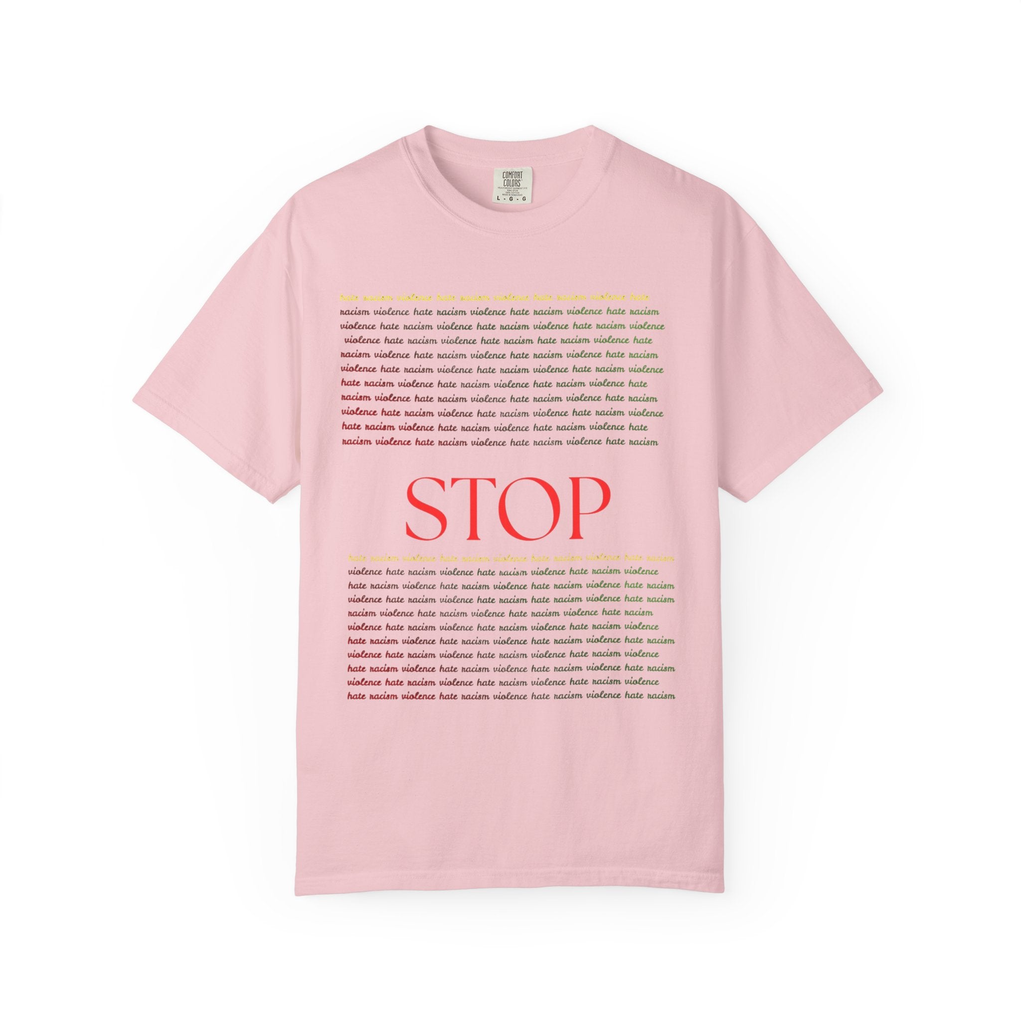 Stop Screen Tee — Black Graphic T-Shirt with Bold RED “STOP” Message